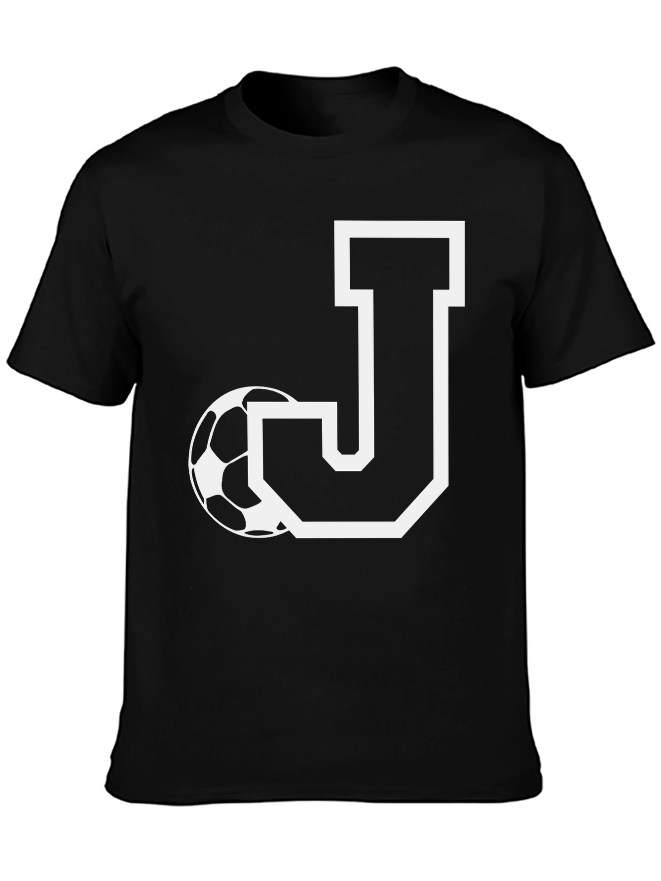 Black Soccer Initial J T-Shirt view 3