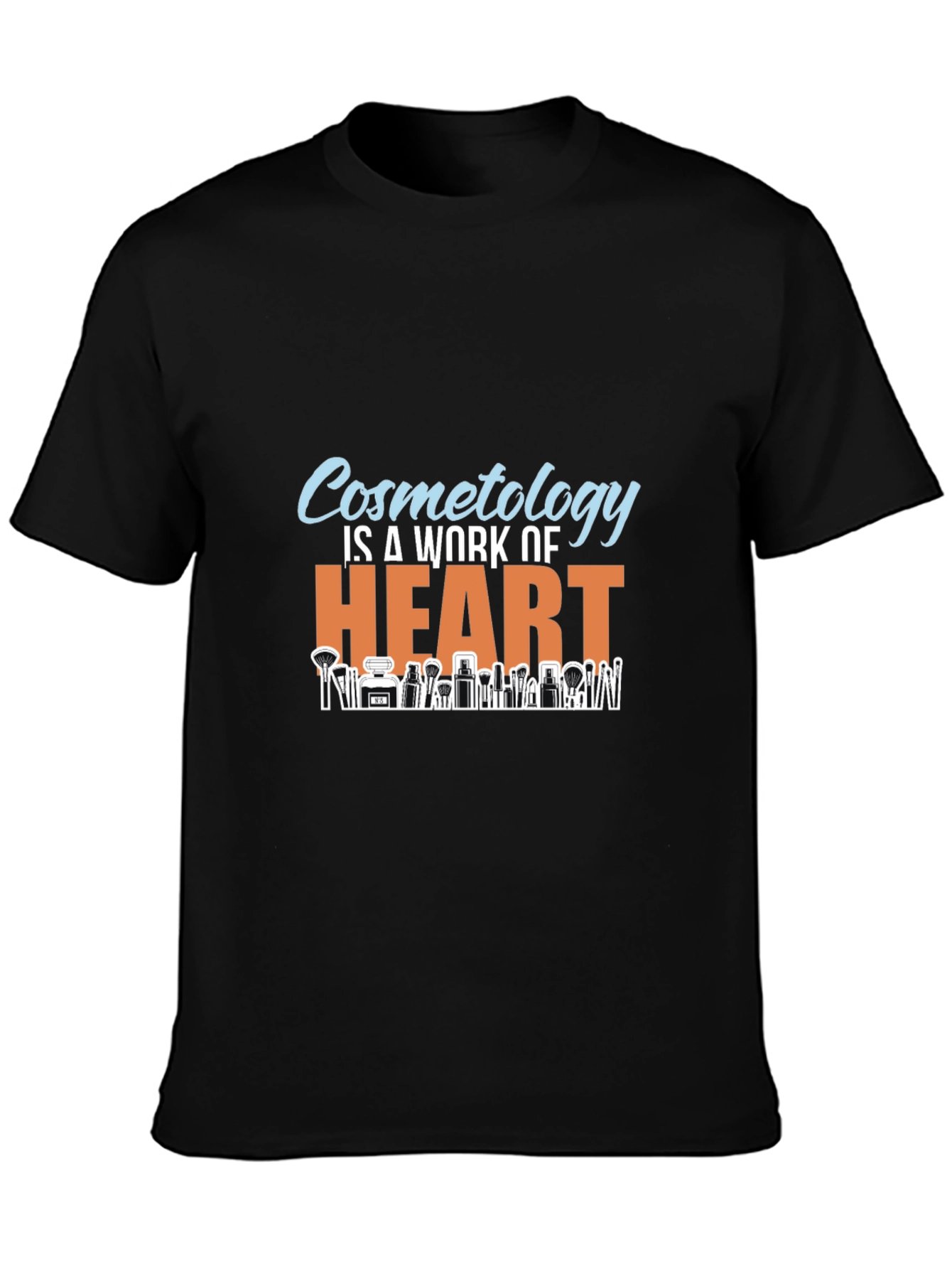 Black Cosmetology Is A Work Of Heart Black T-Shirt view 3