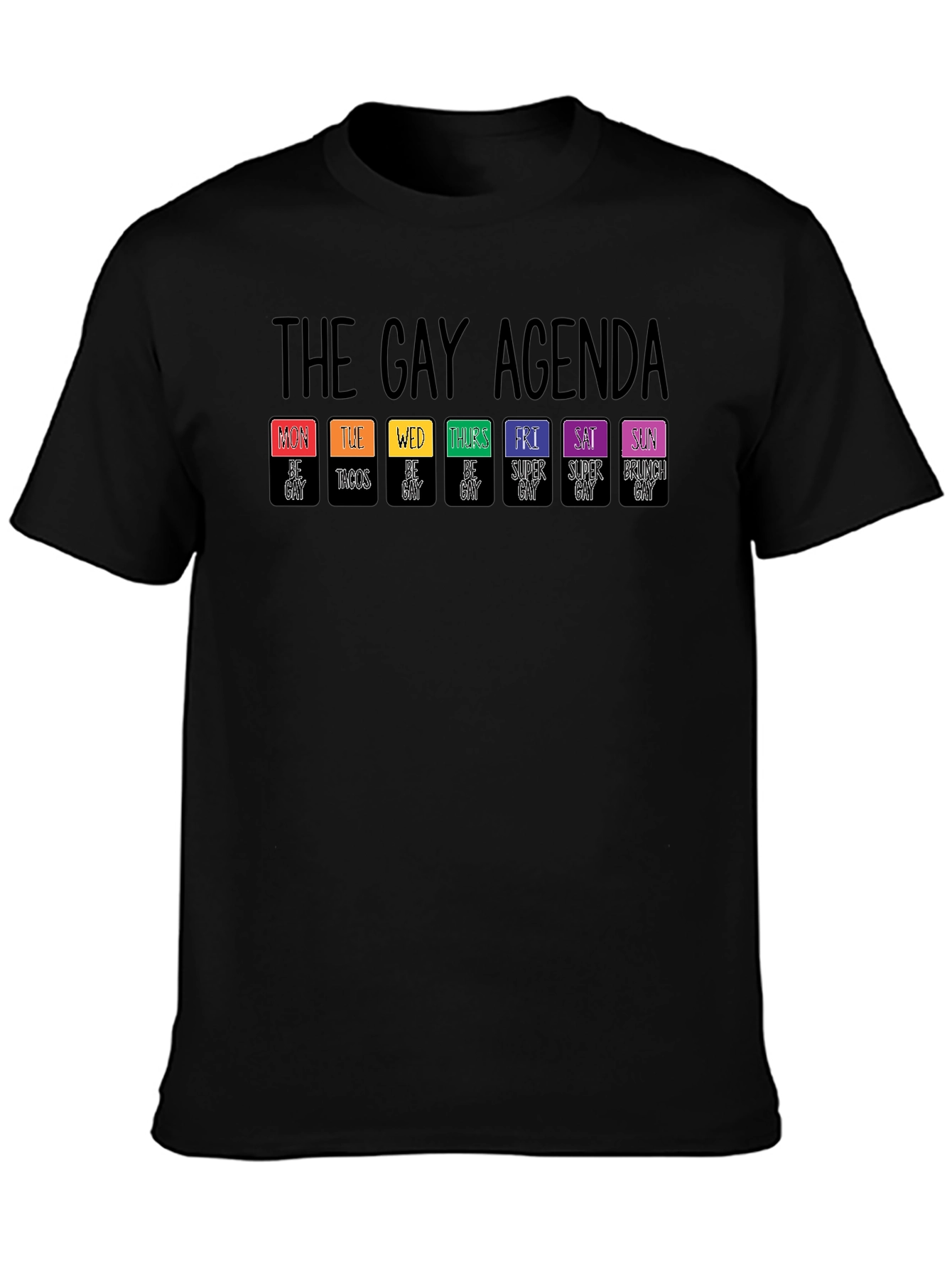 Black The Gay Agenda T-Shirt view 3