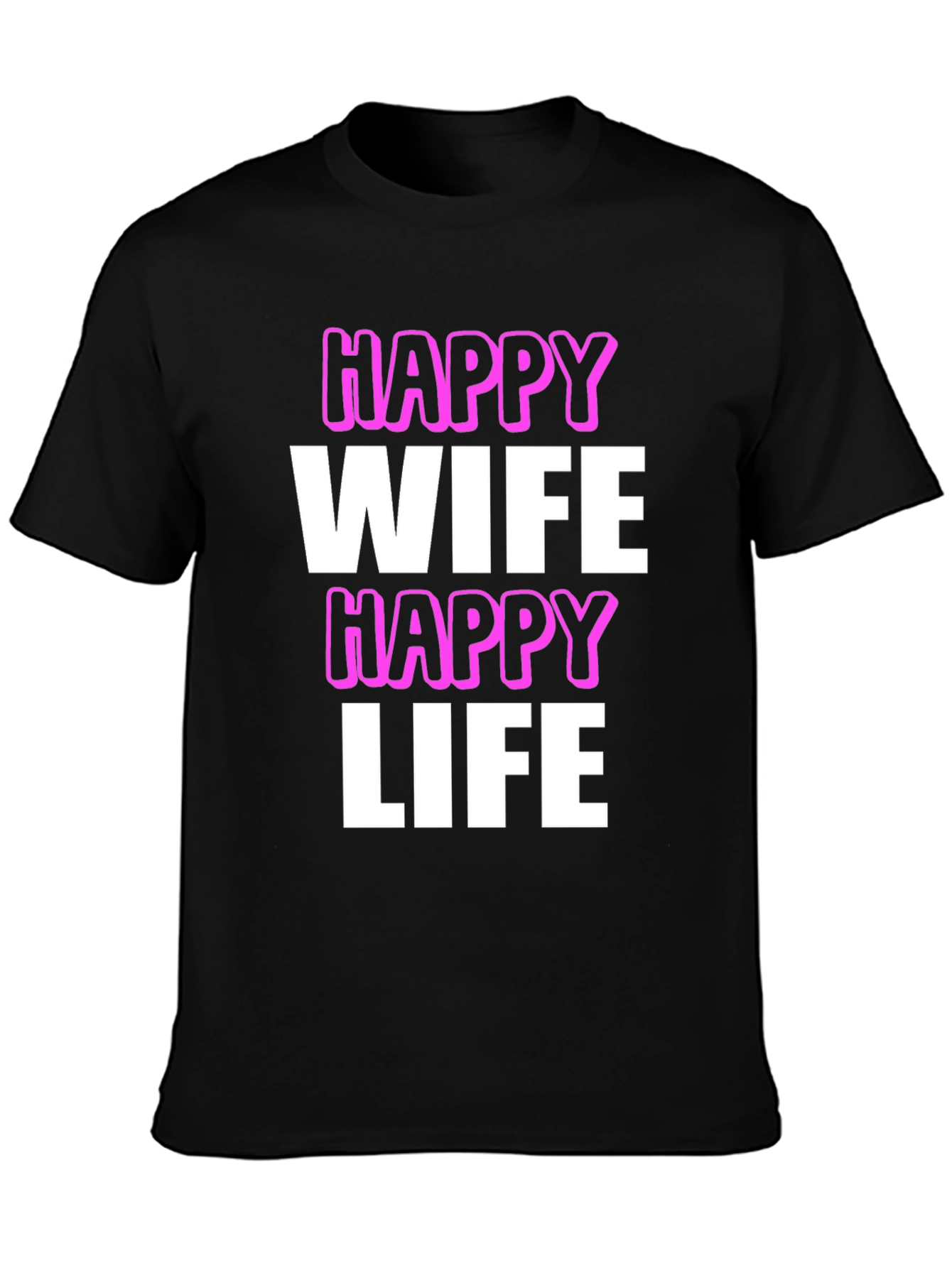 Black Happy Wife Happy Life Graphic Tee view 3