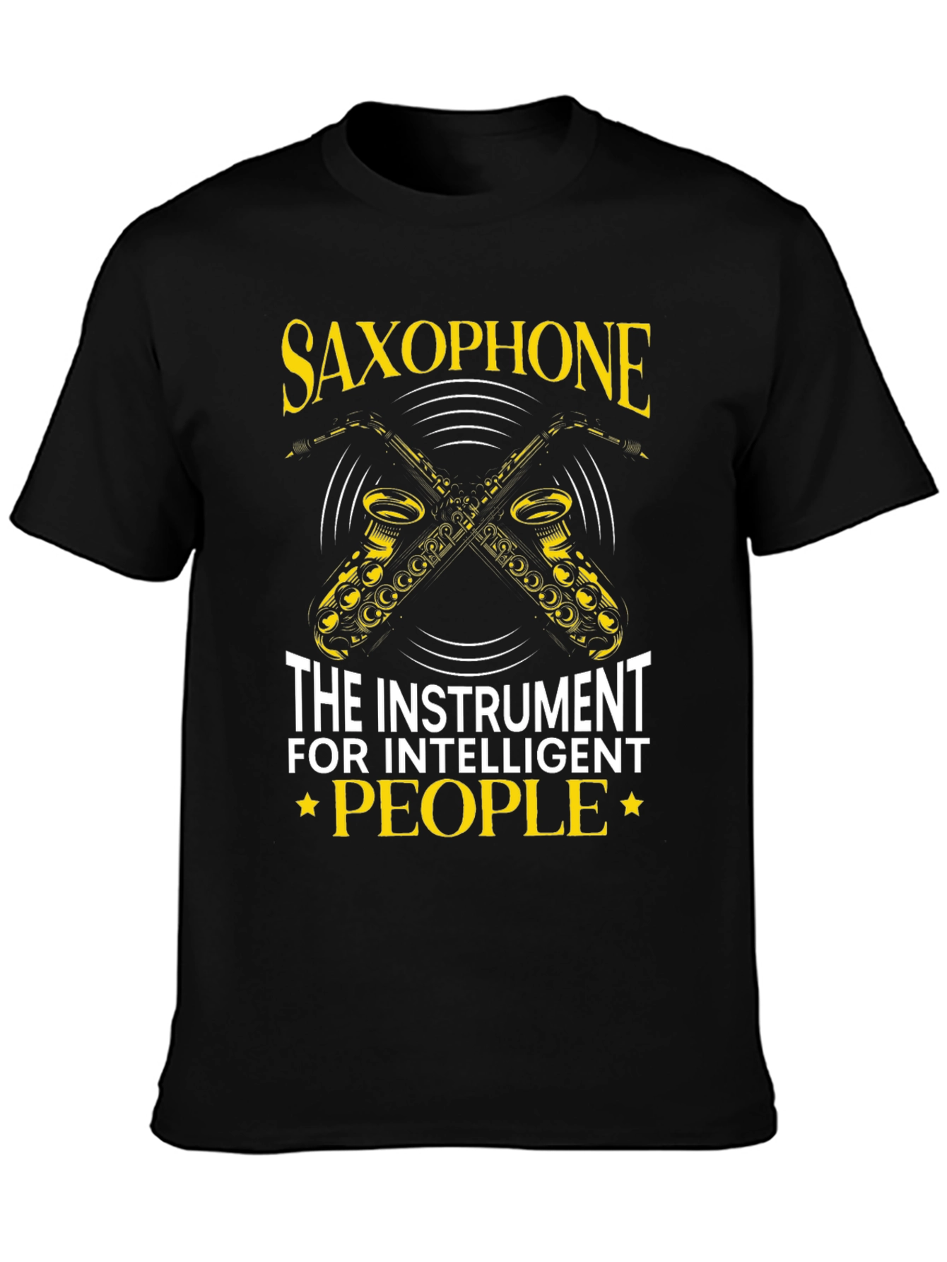 Black Saxophone Intelligent People T-Shirt view 3