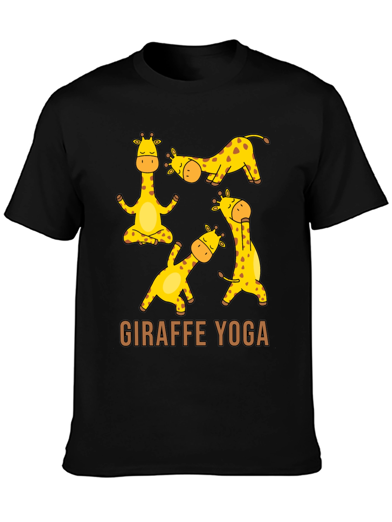 Black Giraffe Yoga Graphic T-Shirt - Unisex Black Tee view 3