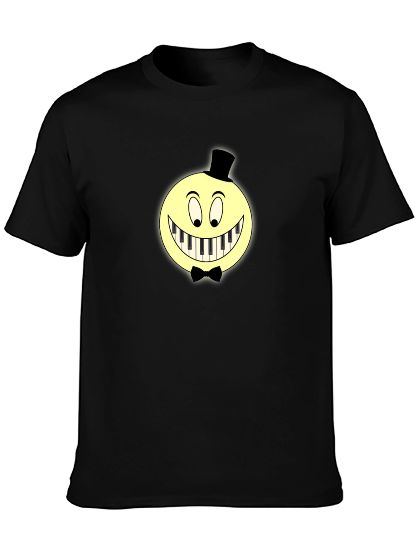 Black Piano Smile Graphic T-Shirt - Unique Design view 3