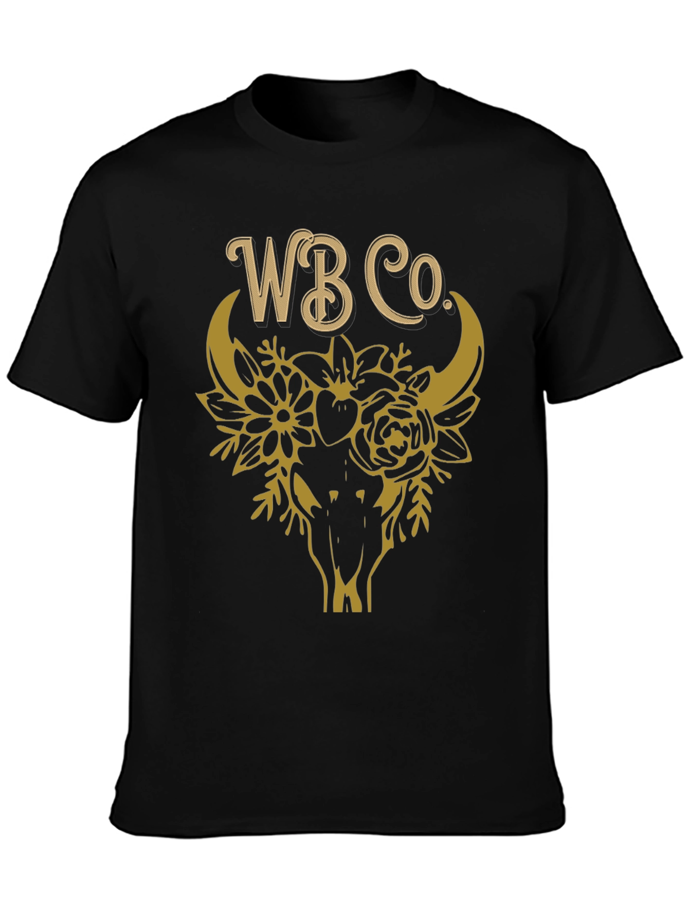 Black WBCo Floral Bull Skull Graphic Tee view 3