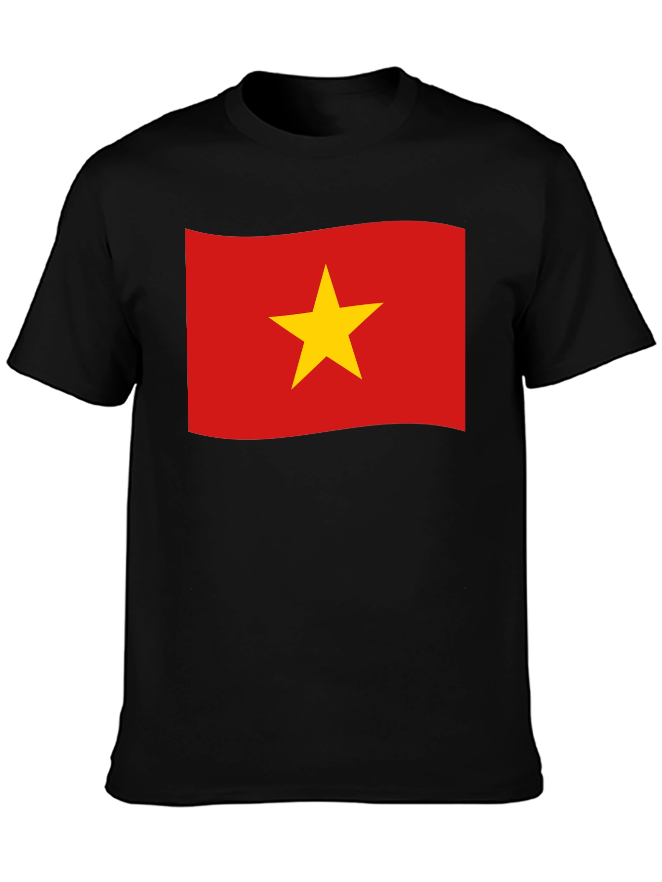 Black Vietnam Flag T-Shirt - Black Crew Neck Tee view 3