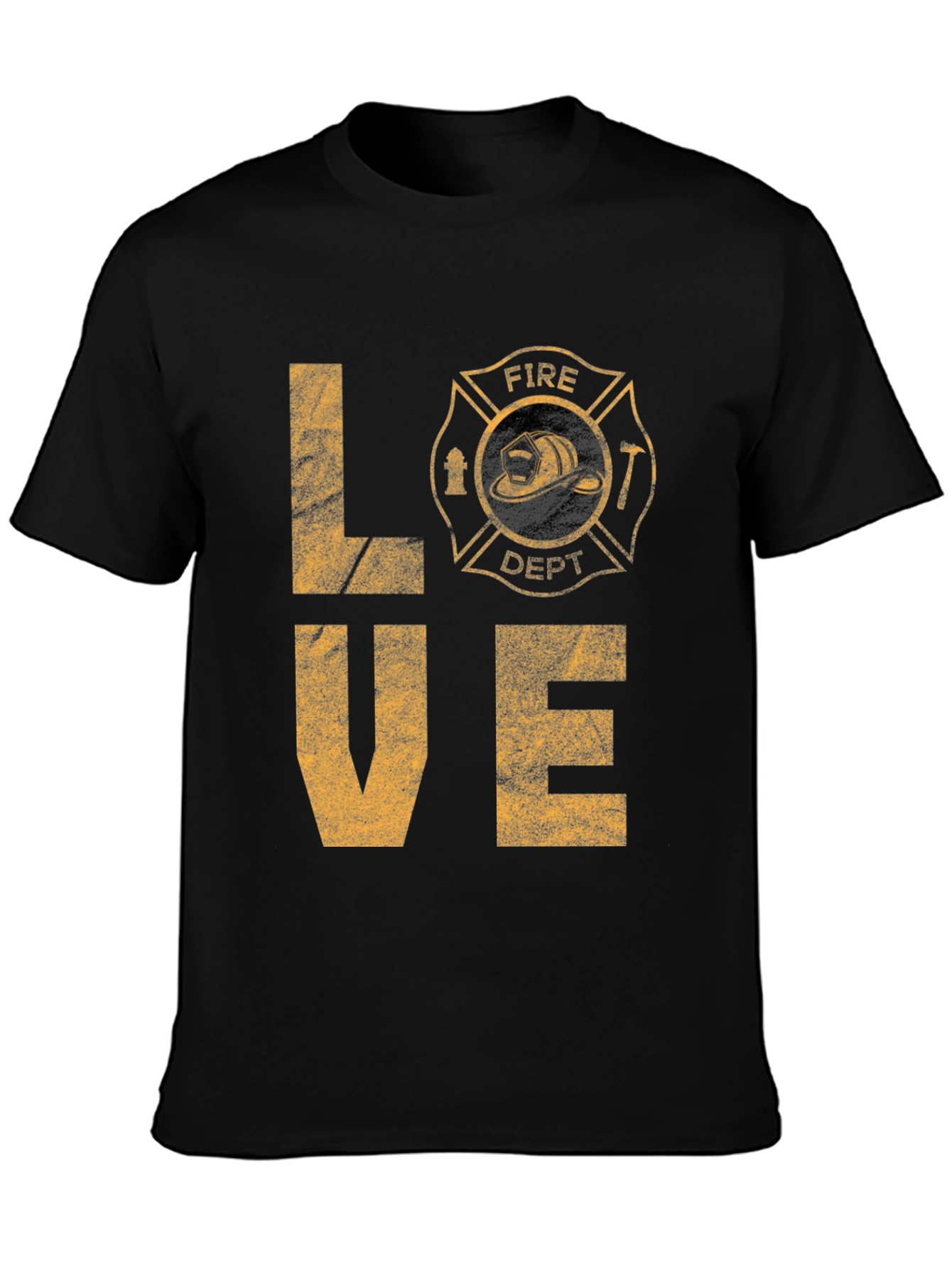 Black Fire Dept LOVE Graphic T-Shirt - Black Cotton Tee view 3