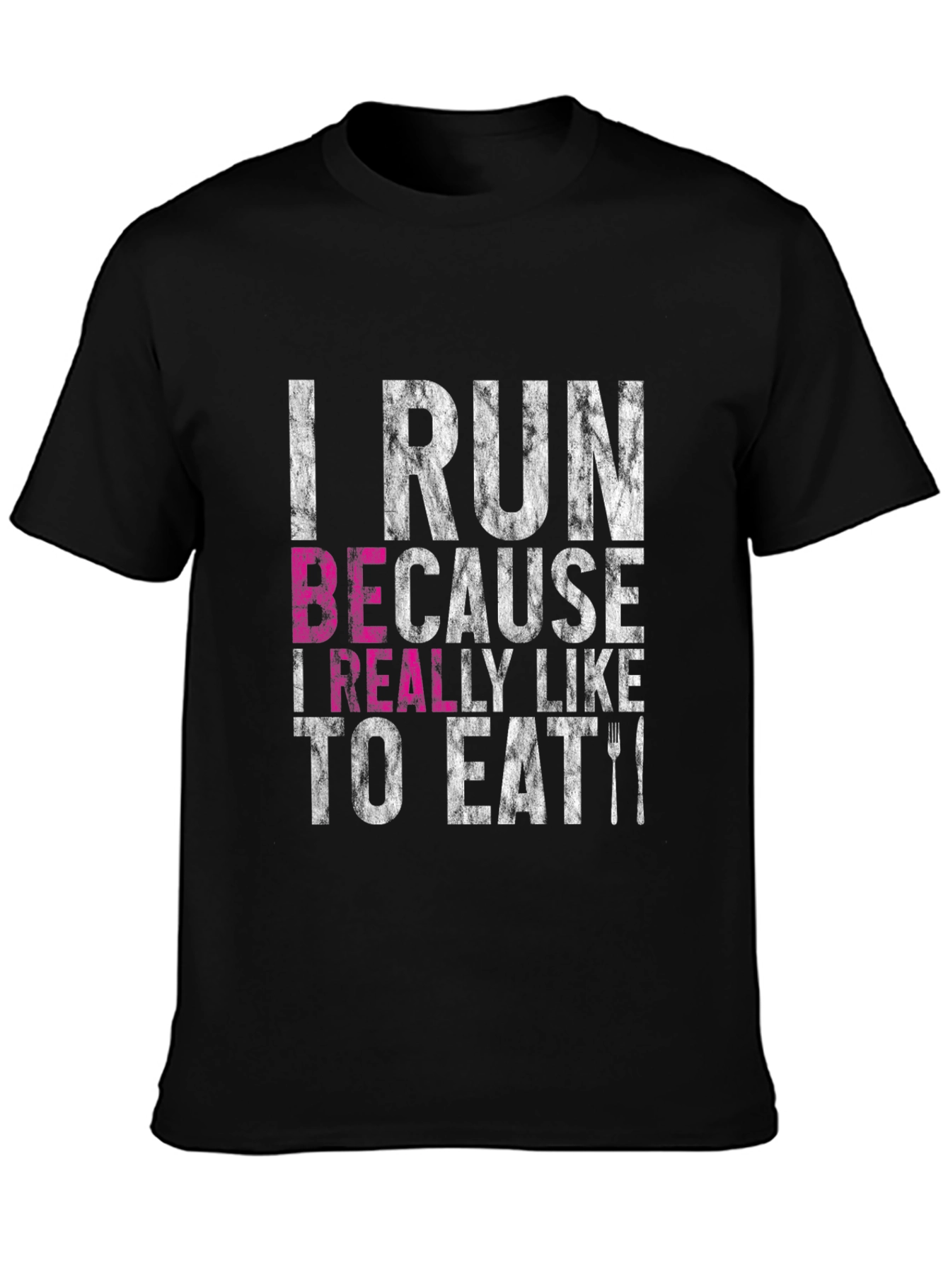 Black I Run Because I Like to Eat Funny T-Shirt view 3