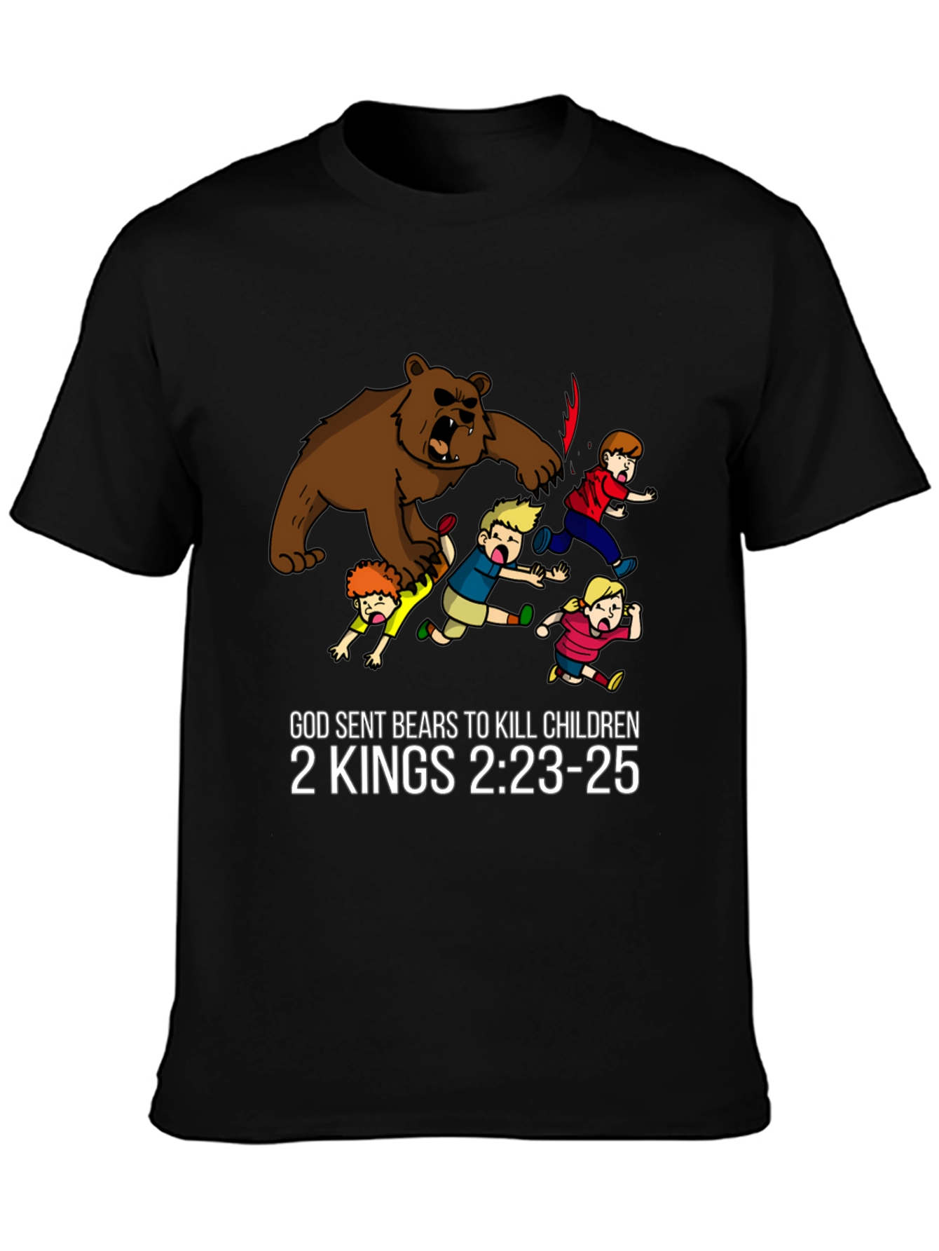 Black God Sent Bears T-Shirt 2 Kings Bible Verse Funny Graphic Tee view 3