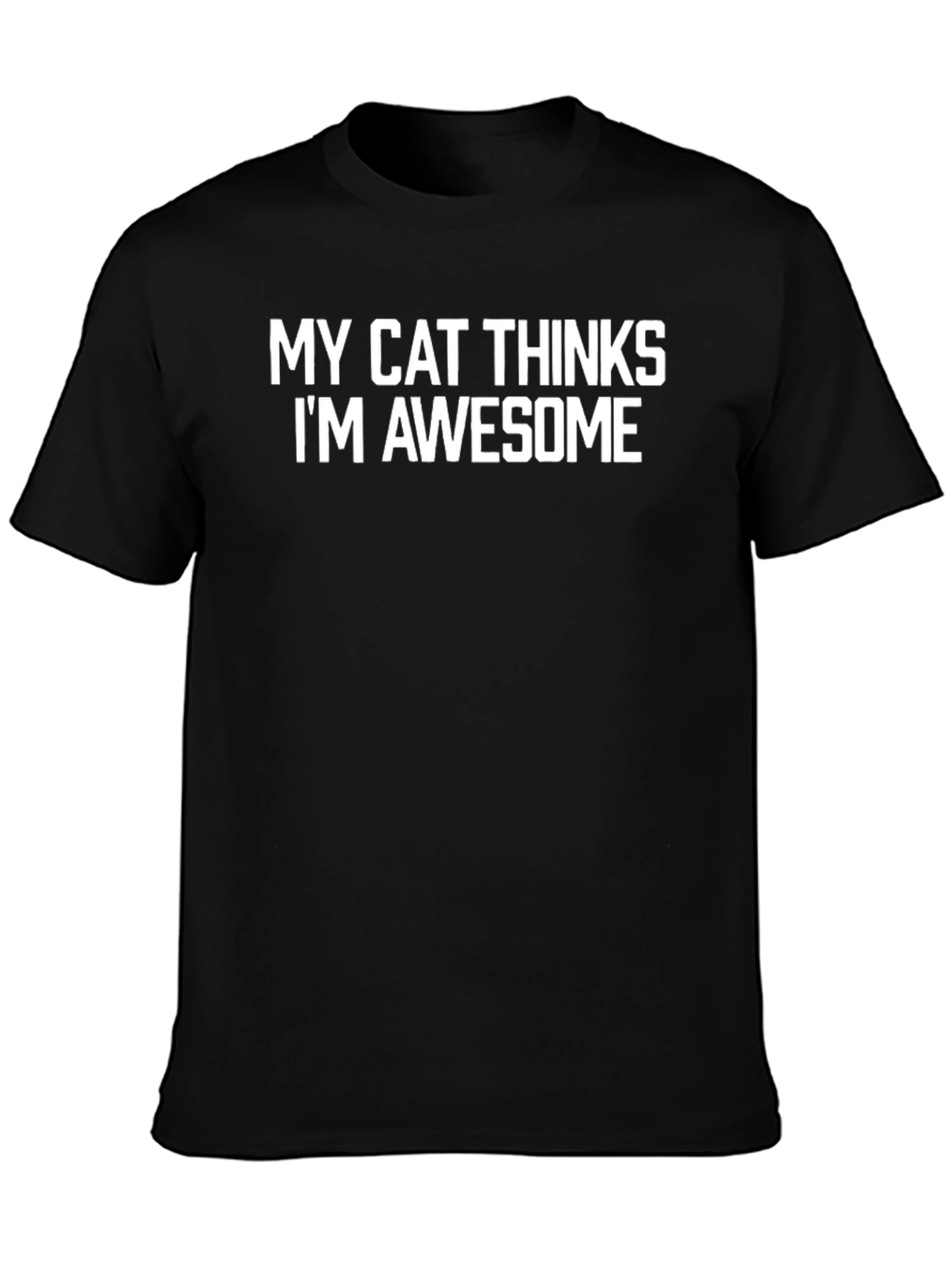 Black My Cat Thinks I'm Awesome T-Shirt - Black view 3