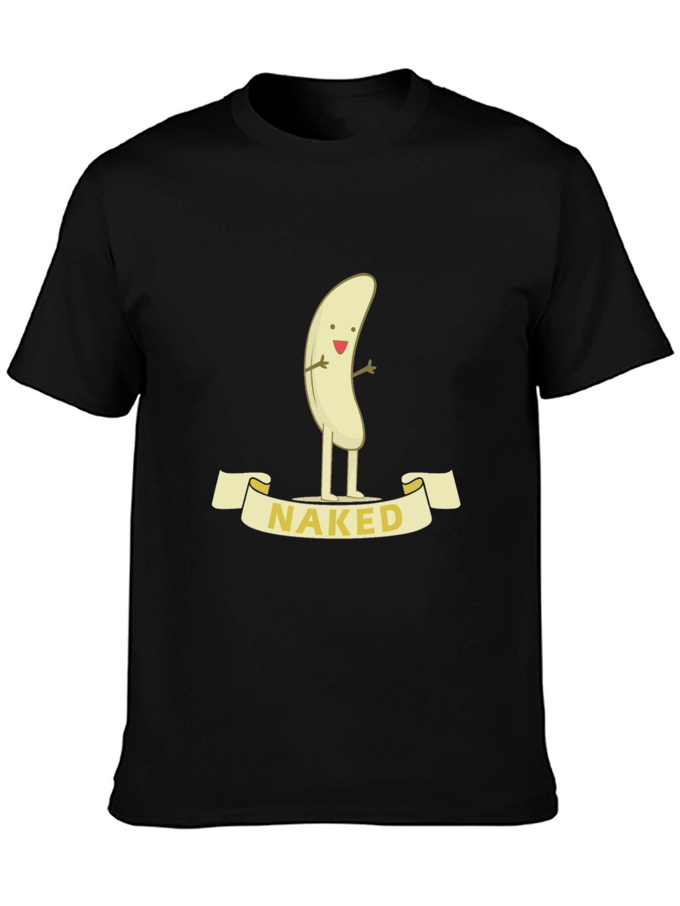 Black Naked Banana Cartoon Graphic T-Shirt - Funny Unisex Tee view 3