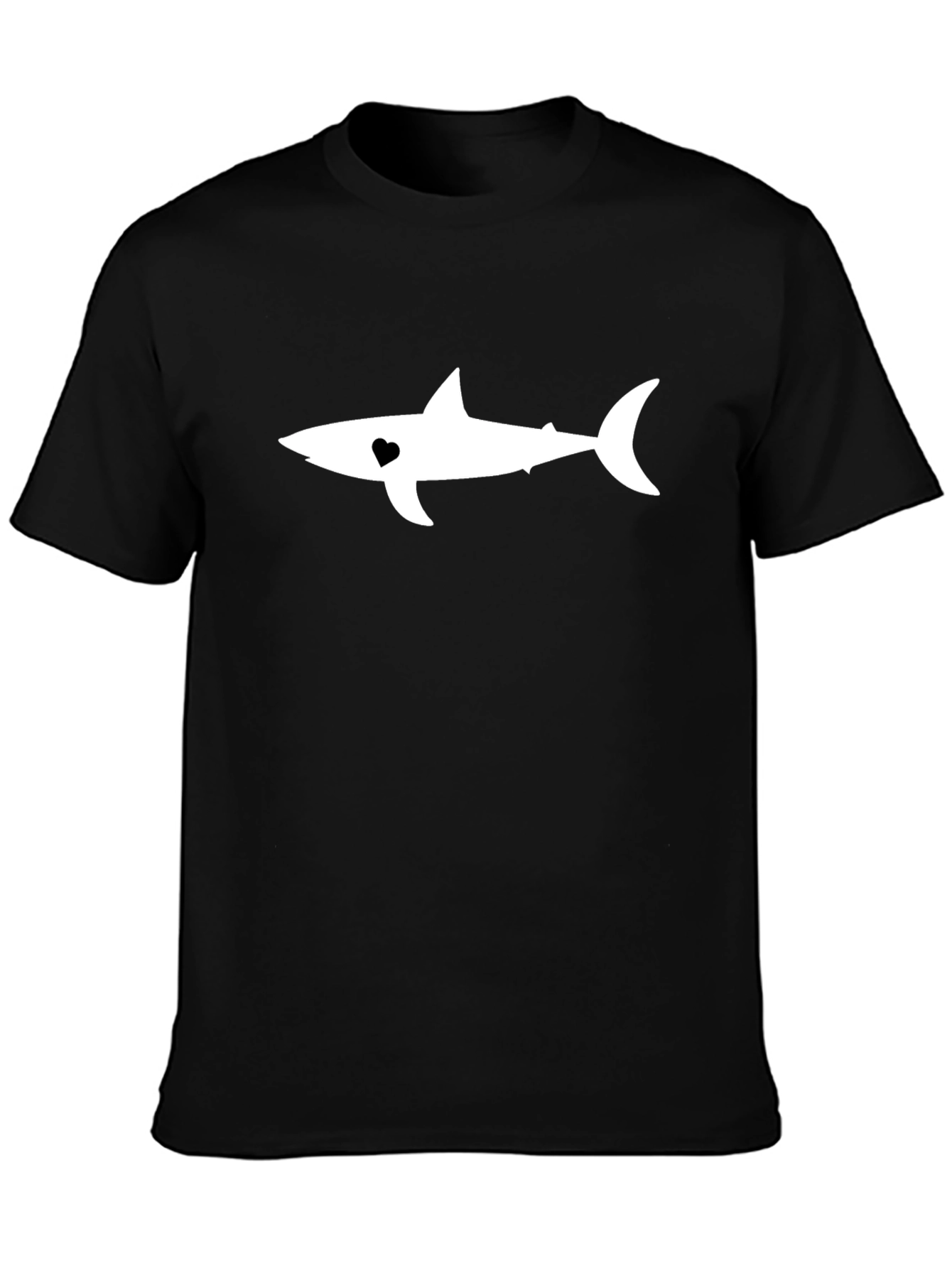 Black Shark Heart Graphic Tee - Black Cotton Comfort view 3