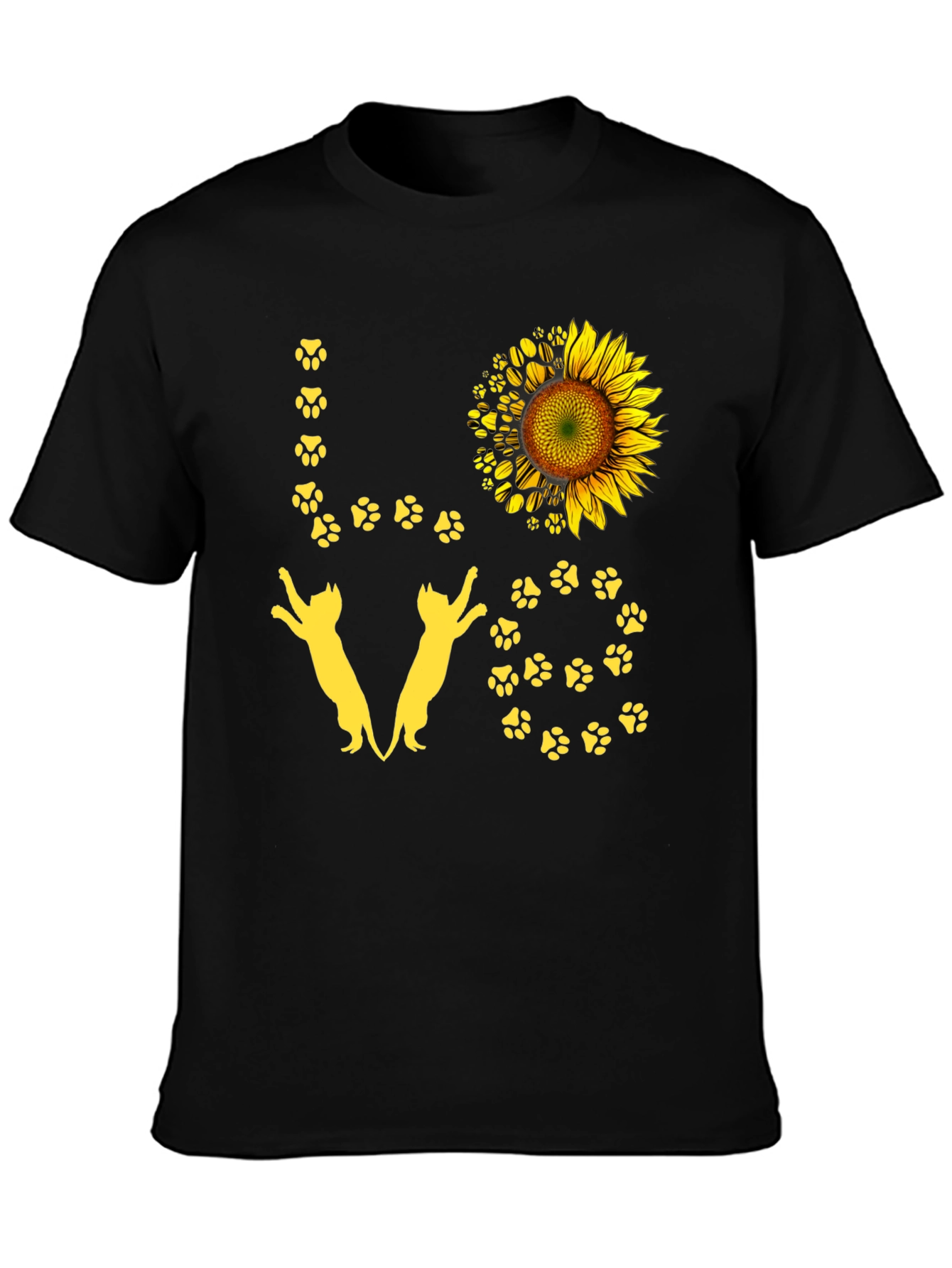 Black Love Cats Sunflower Graphic Tee view 3
