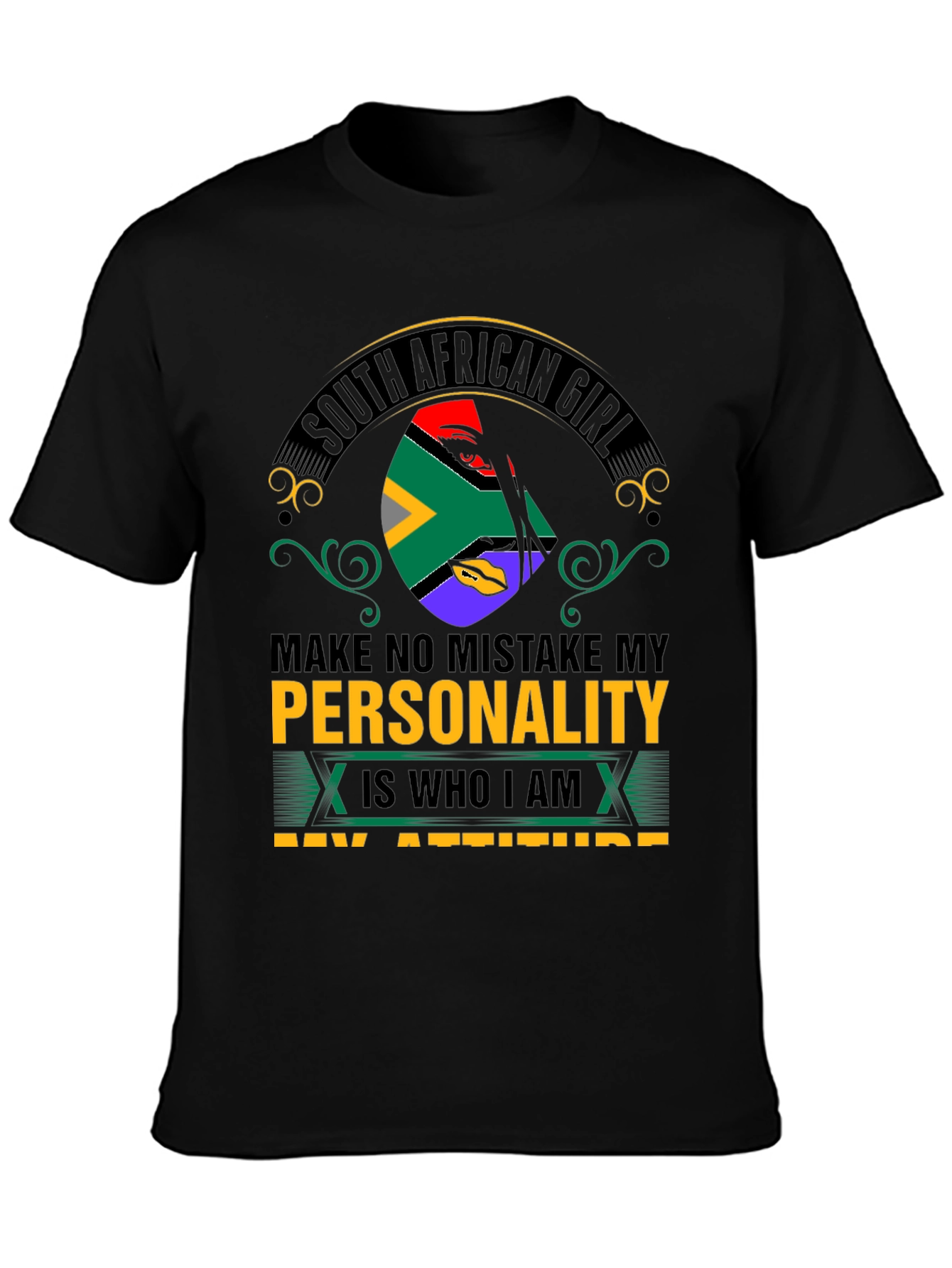 Black South African Girl Personality T-Shirt view 3