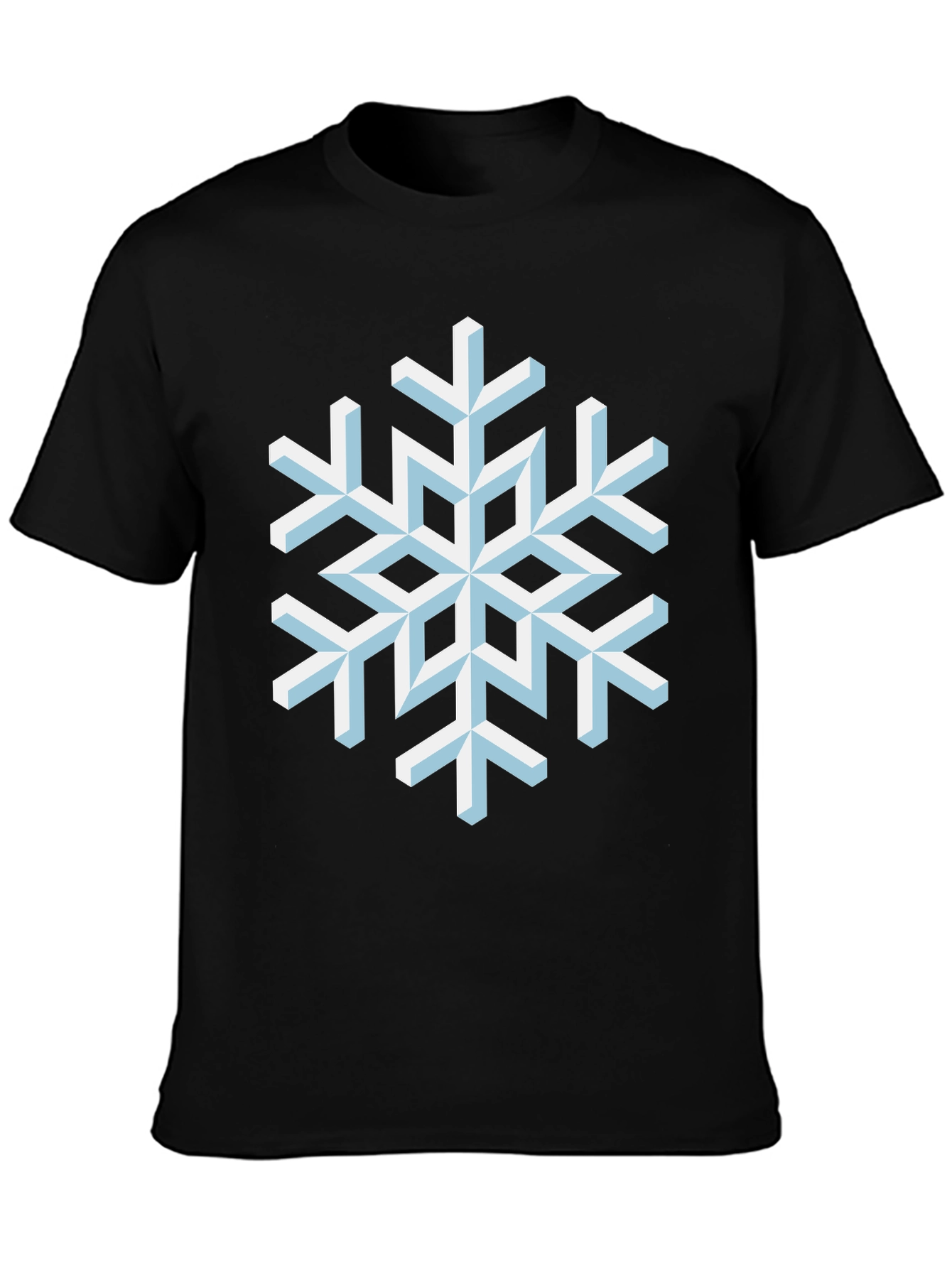 Black Geometric Snowflake Graphic Tee - Black Cotton Shirt view 3