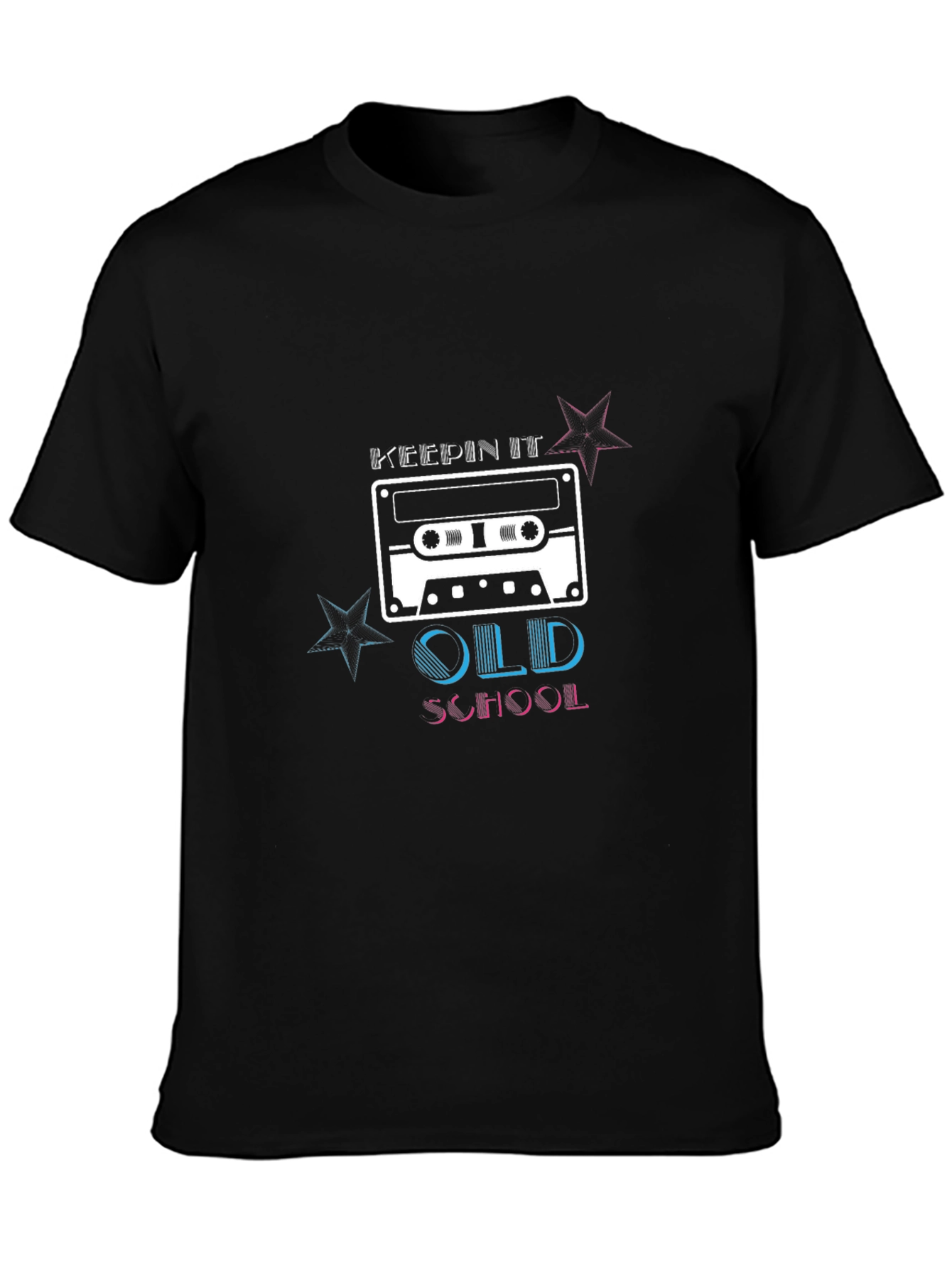Black Keepin' It Old School Cassette Tape Graphic T-Shirt view 3