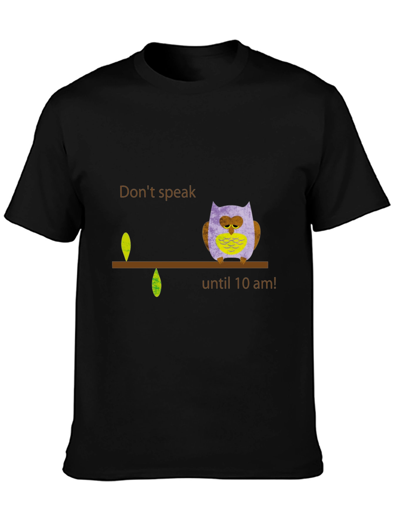Black Don't Speak Owl T-Shirt - Funny Morning Tee view 3