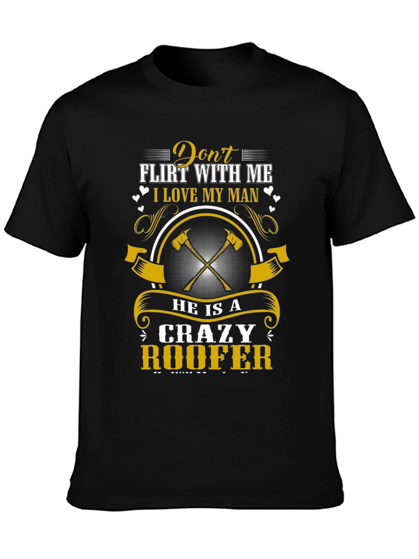 Black Crazy Roofer Man's T-Shirt view 3