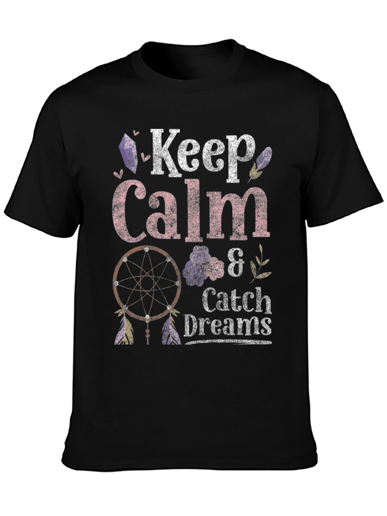 Keep Calm & Catch Dreams Graphic T-Shirt - Black - 3