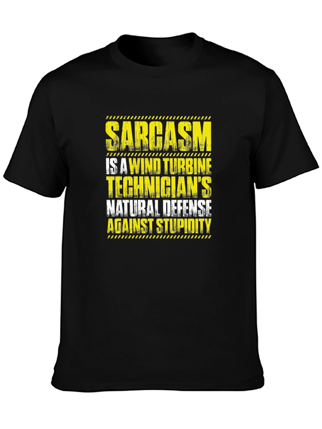 Black Sarcasm Wind Turbine Technician T-Shirt view 3