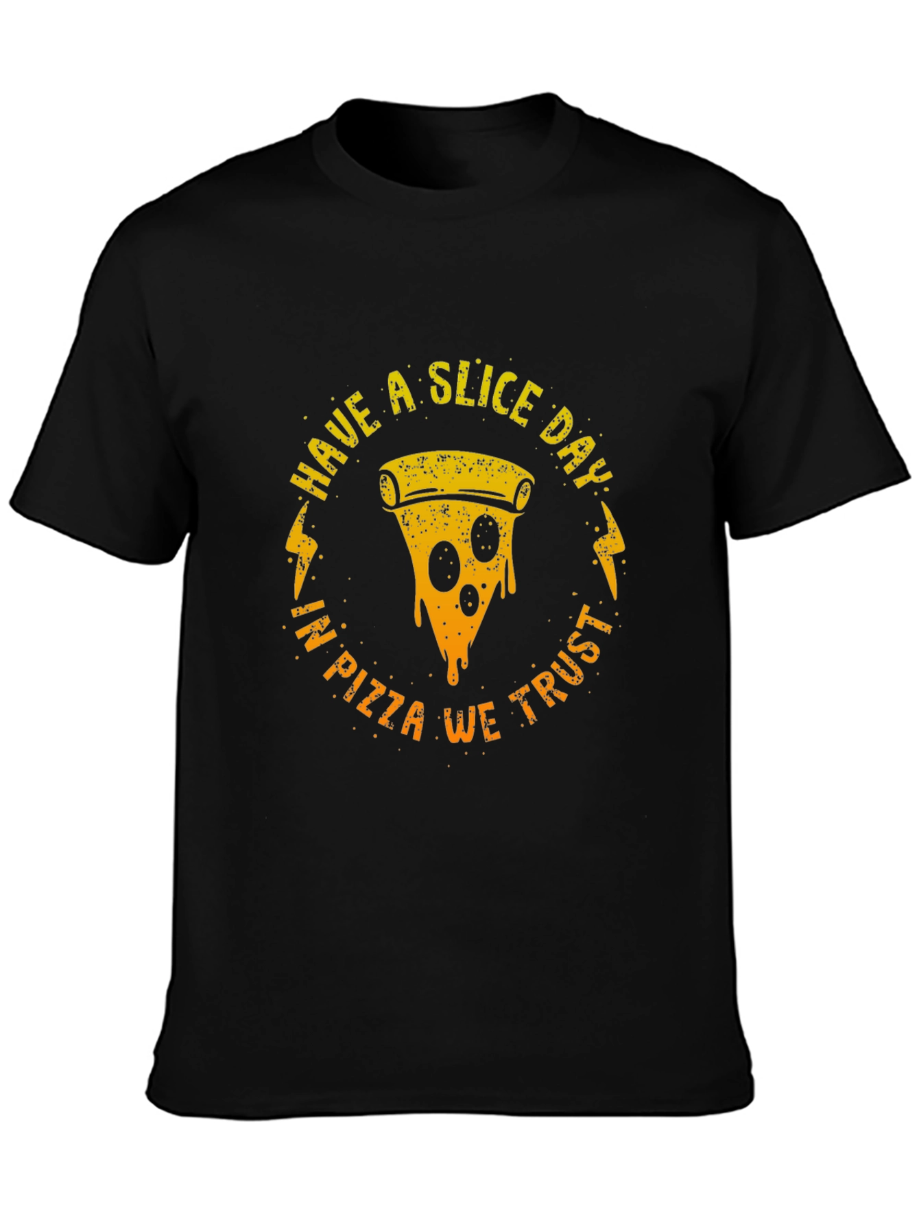 Black Have a Slice Day Pizza Graphic T-Shirt view 3