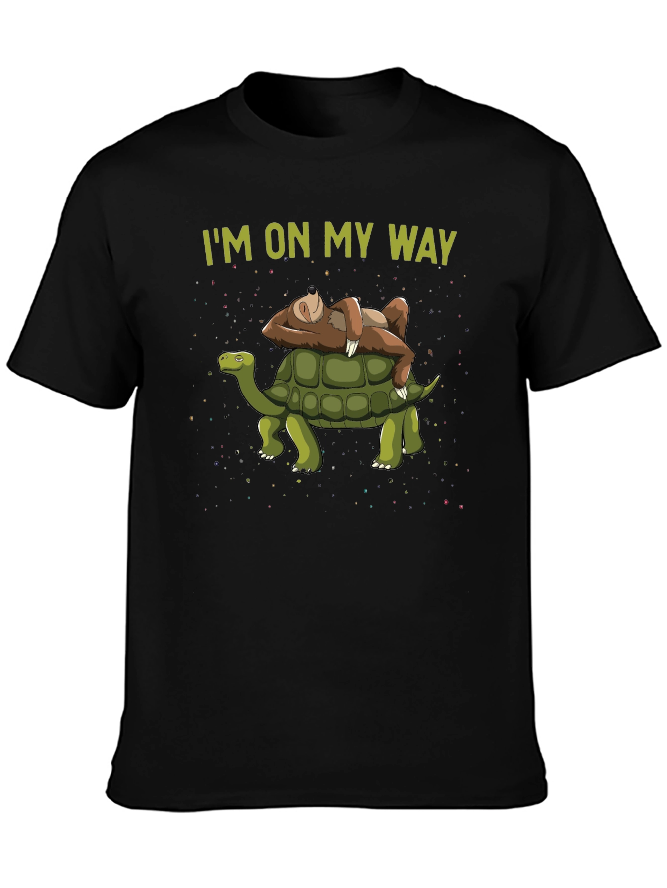 Black I'm On My Way Sloth & Turtle Graphic T-Shirt view 3