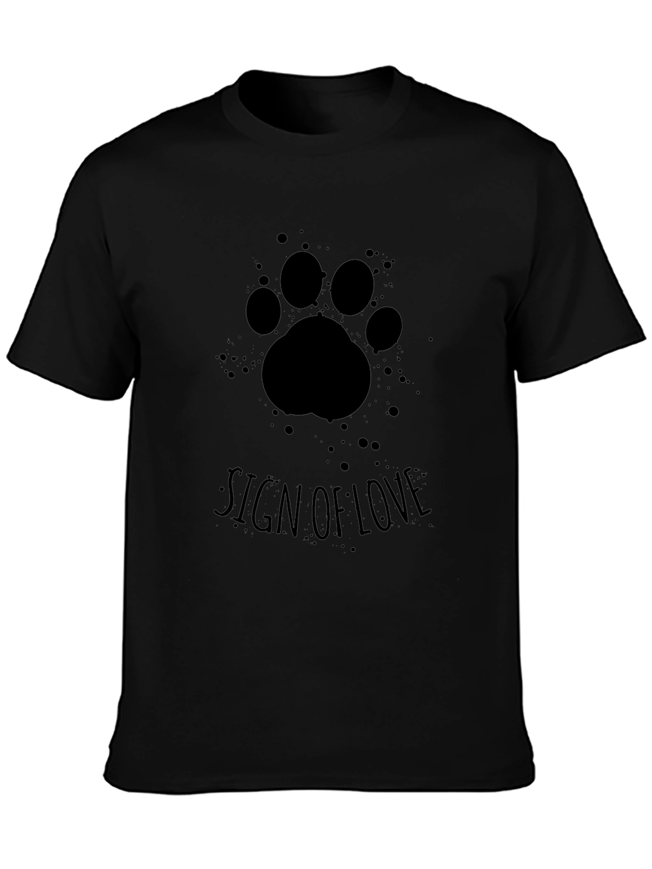 Black Sign of Love Paw Print T-Shirt view 3