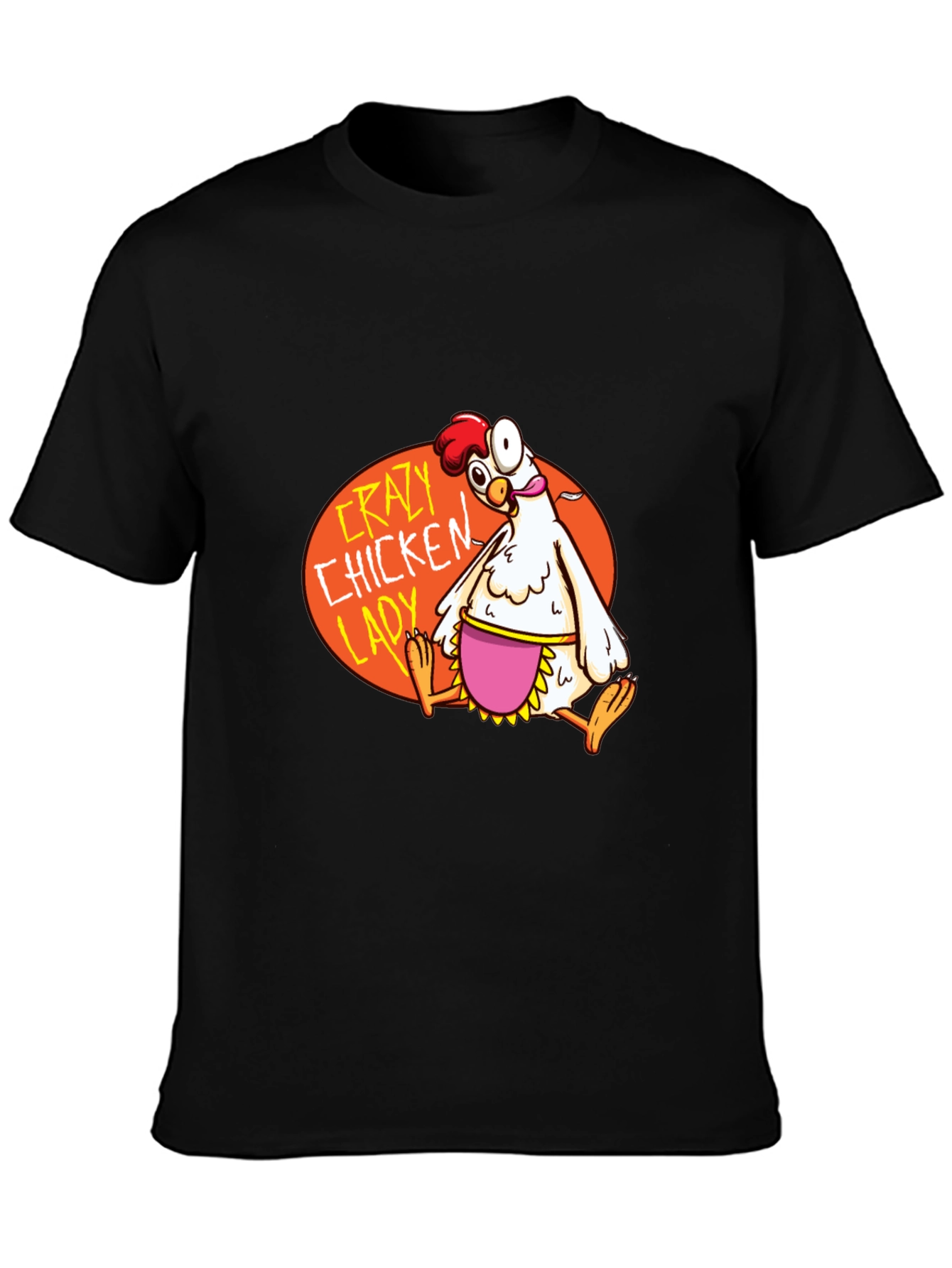 Black Crazy Chicken Lady Graphic T-Shirt view 3