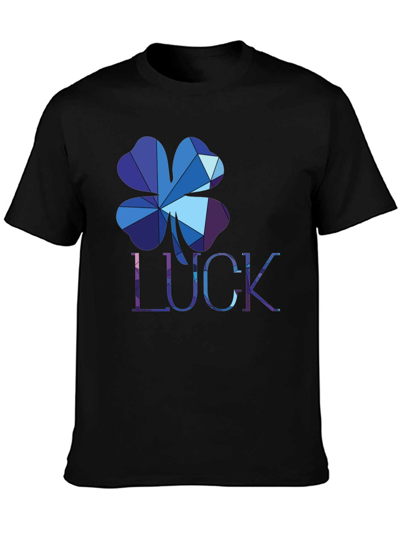 Black Geometric Lucky Clover T-Shirt view 3