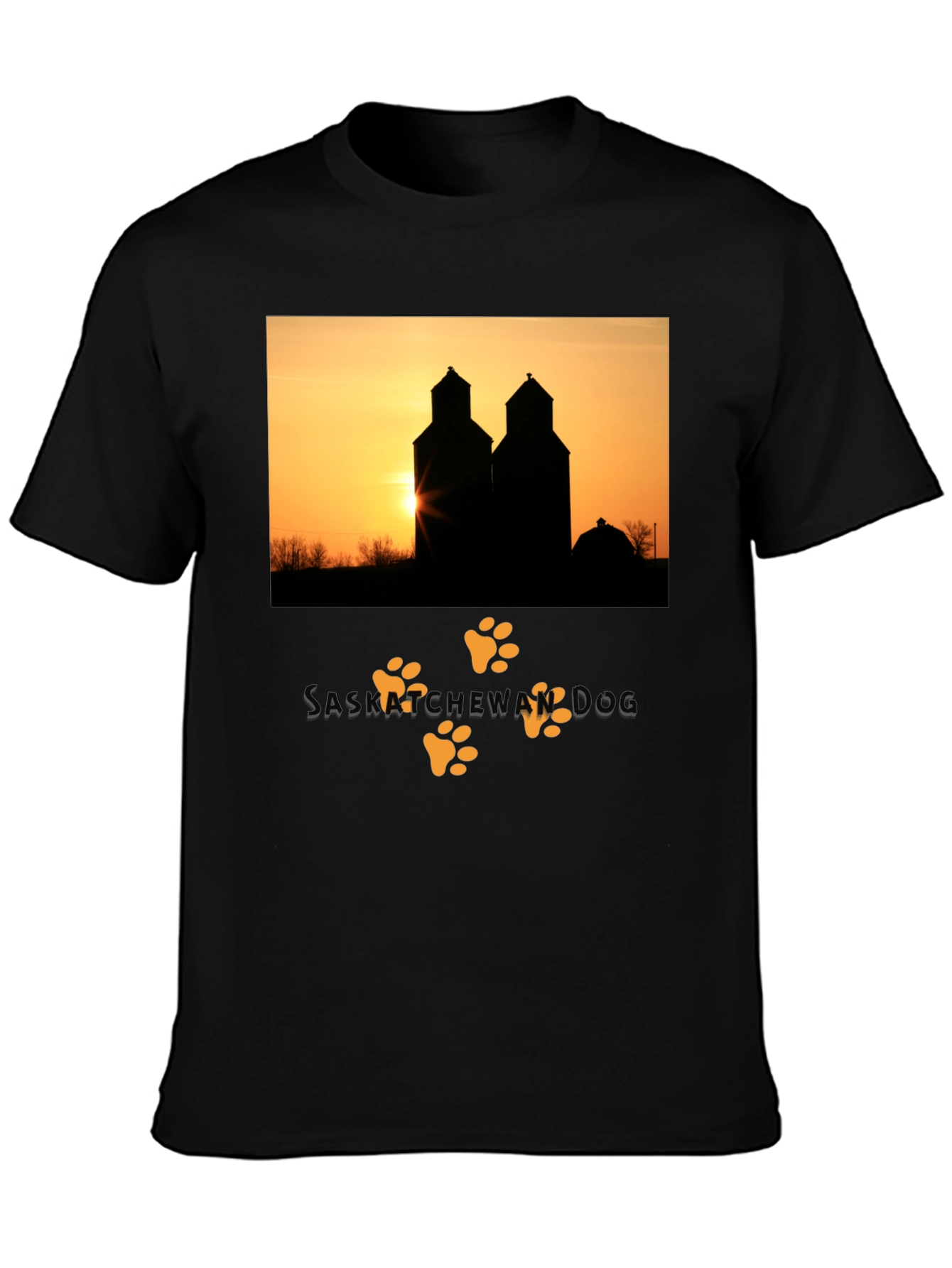 Black Saskatchewan Sunset Silhouette Tee view 3