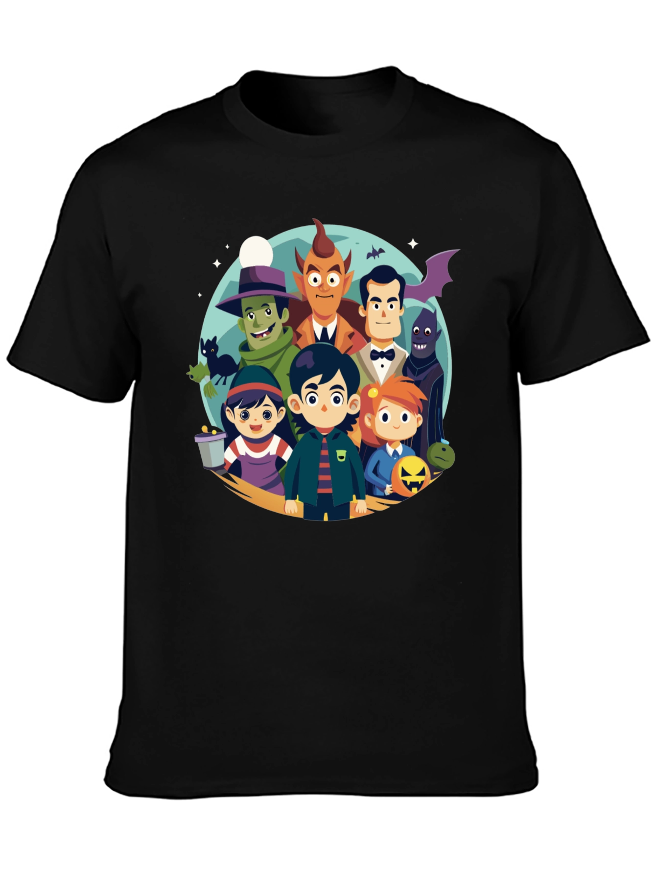 Black Cartoon Monster Squad Black T-Shirt view 3