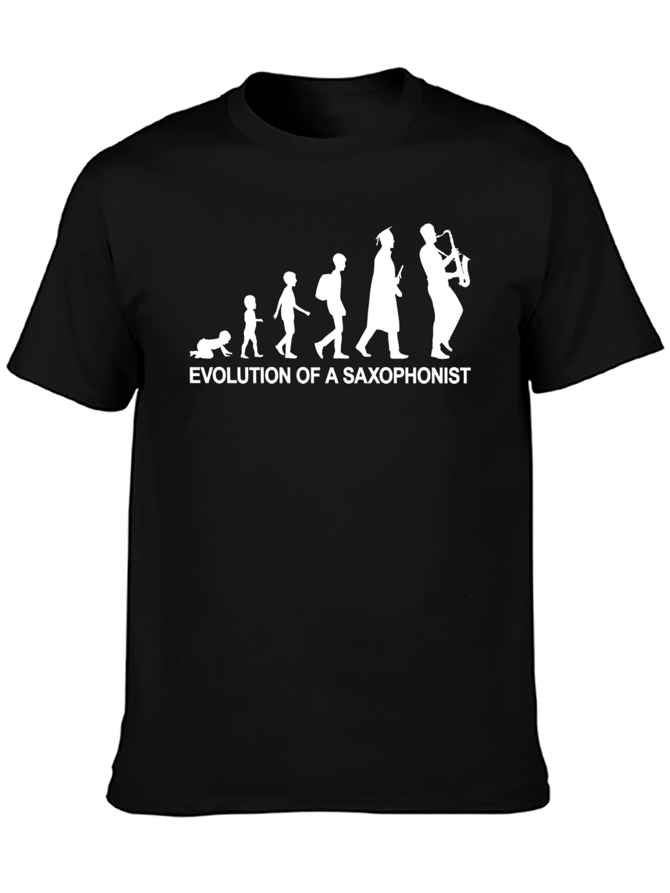 Black Evolution of Saxophonist Black Cotton T-Shirt view 3
