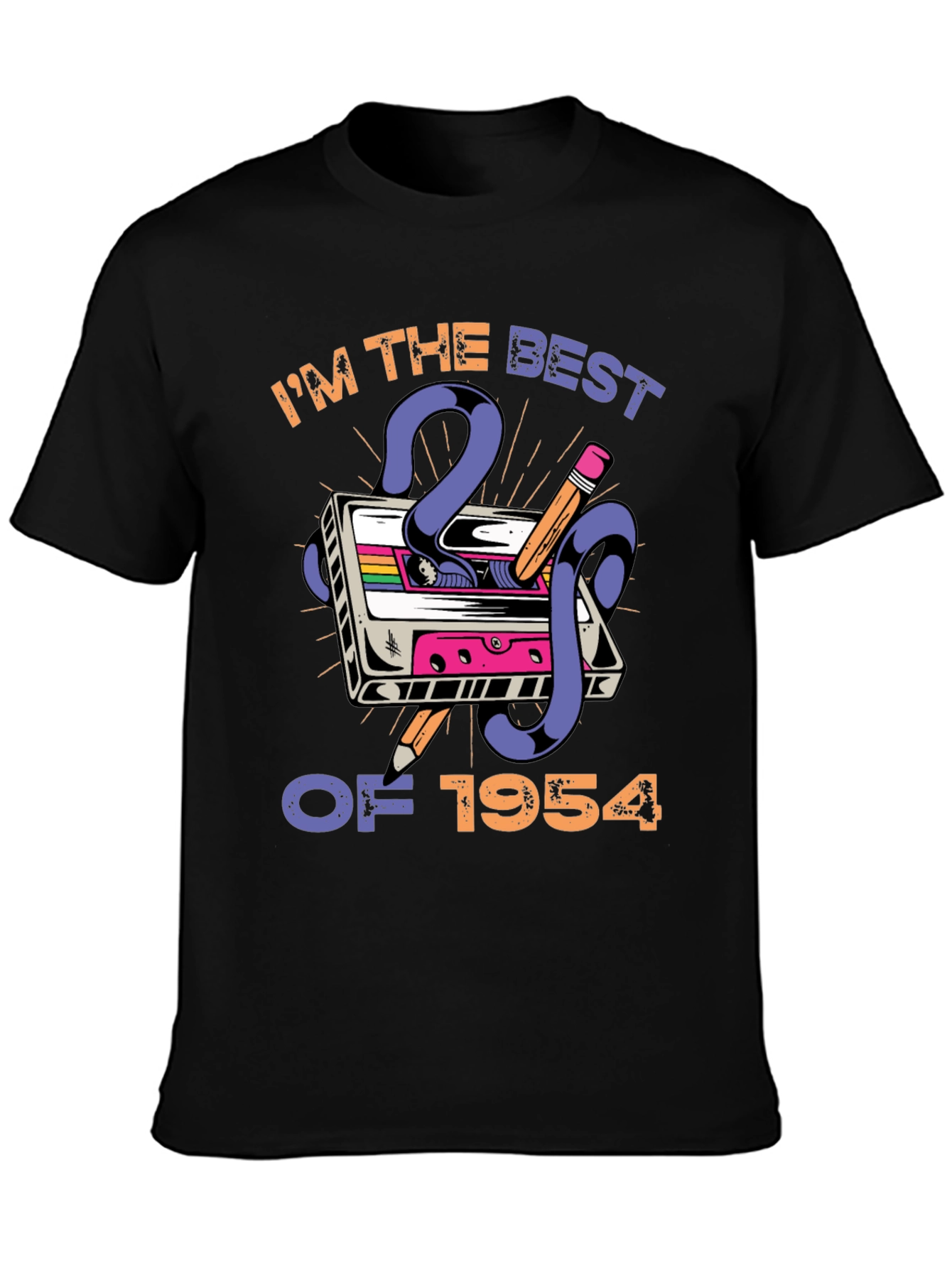 Black Best of 1954 Cassette Tape T-Shirt  view 3