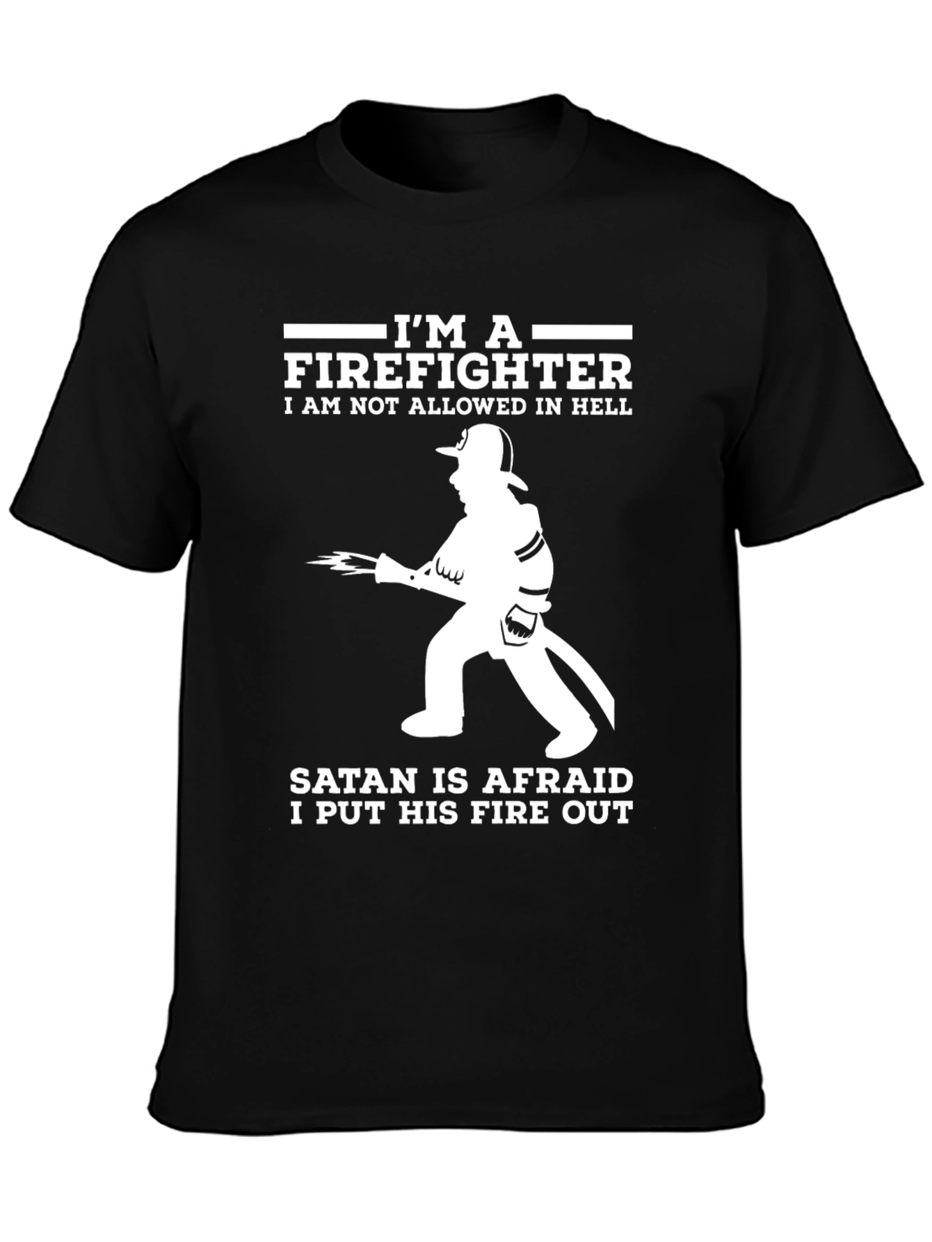 Black Firefighter Graphic Tee - Satan Afraid view 3