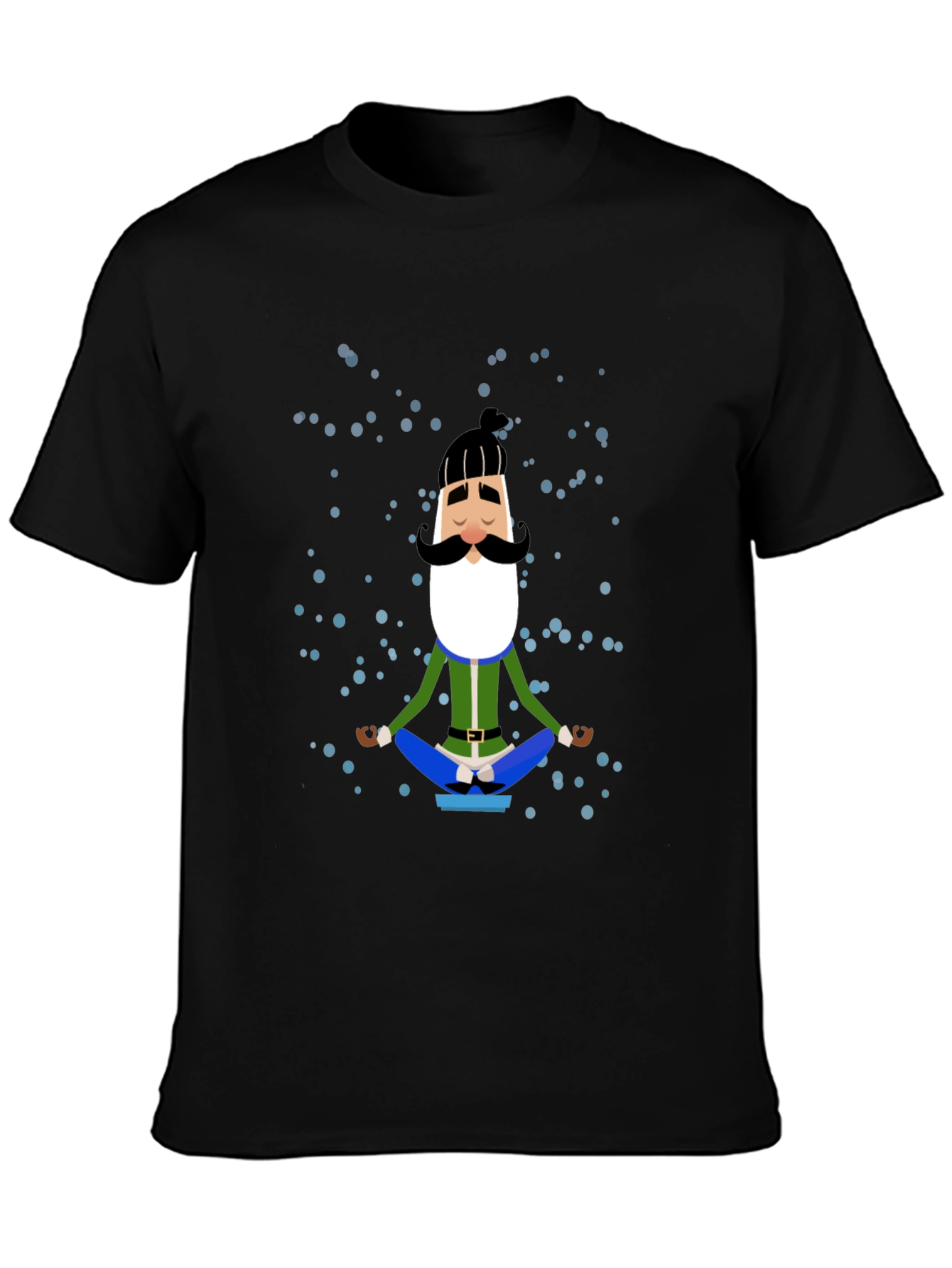 Black Meditating Man Cartoon Graphic Tee view 3