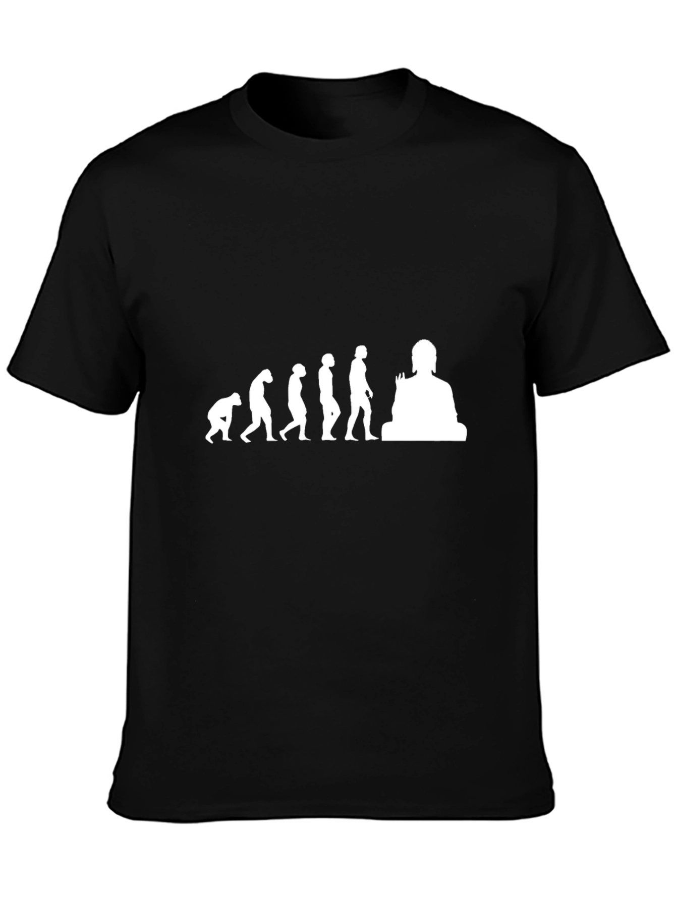 Black Evolution of Man to Buddha T-Shirt - Black view 3