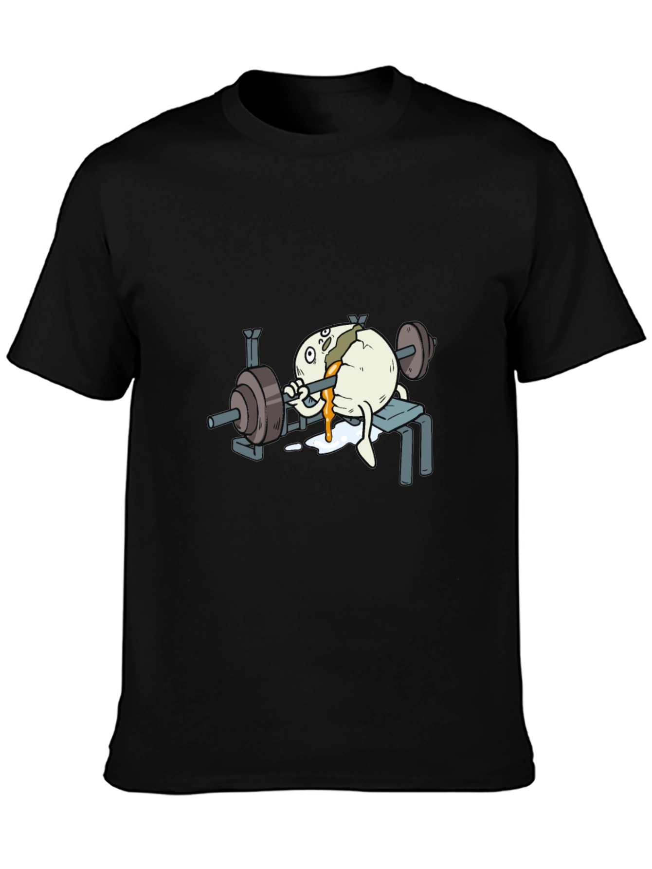 Black Funny Egg Lifting Weights T-Shirt view 3