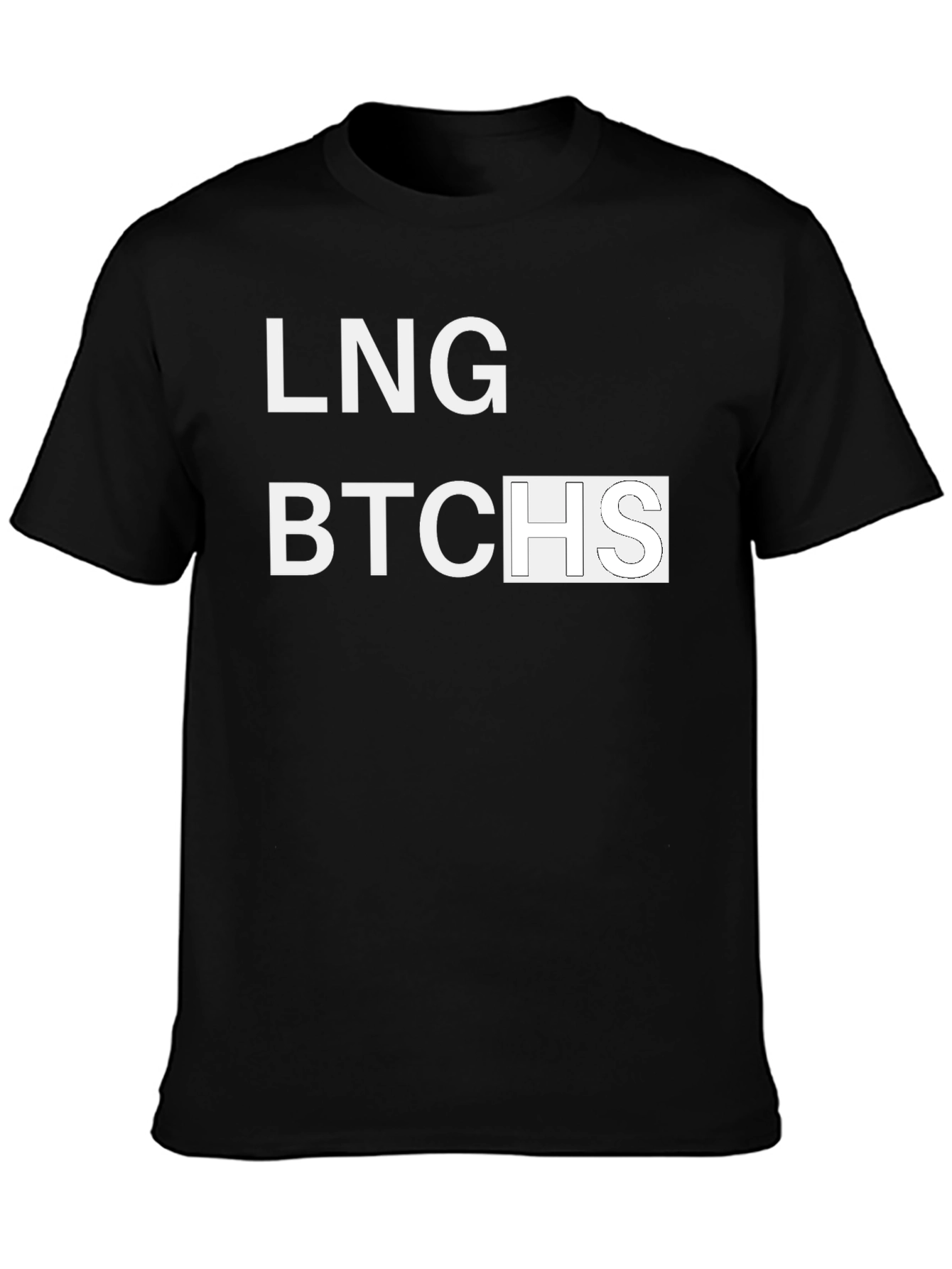 Black LNG BTCHS Graphic Tee - Funny Men's Black T-Shirt view 3