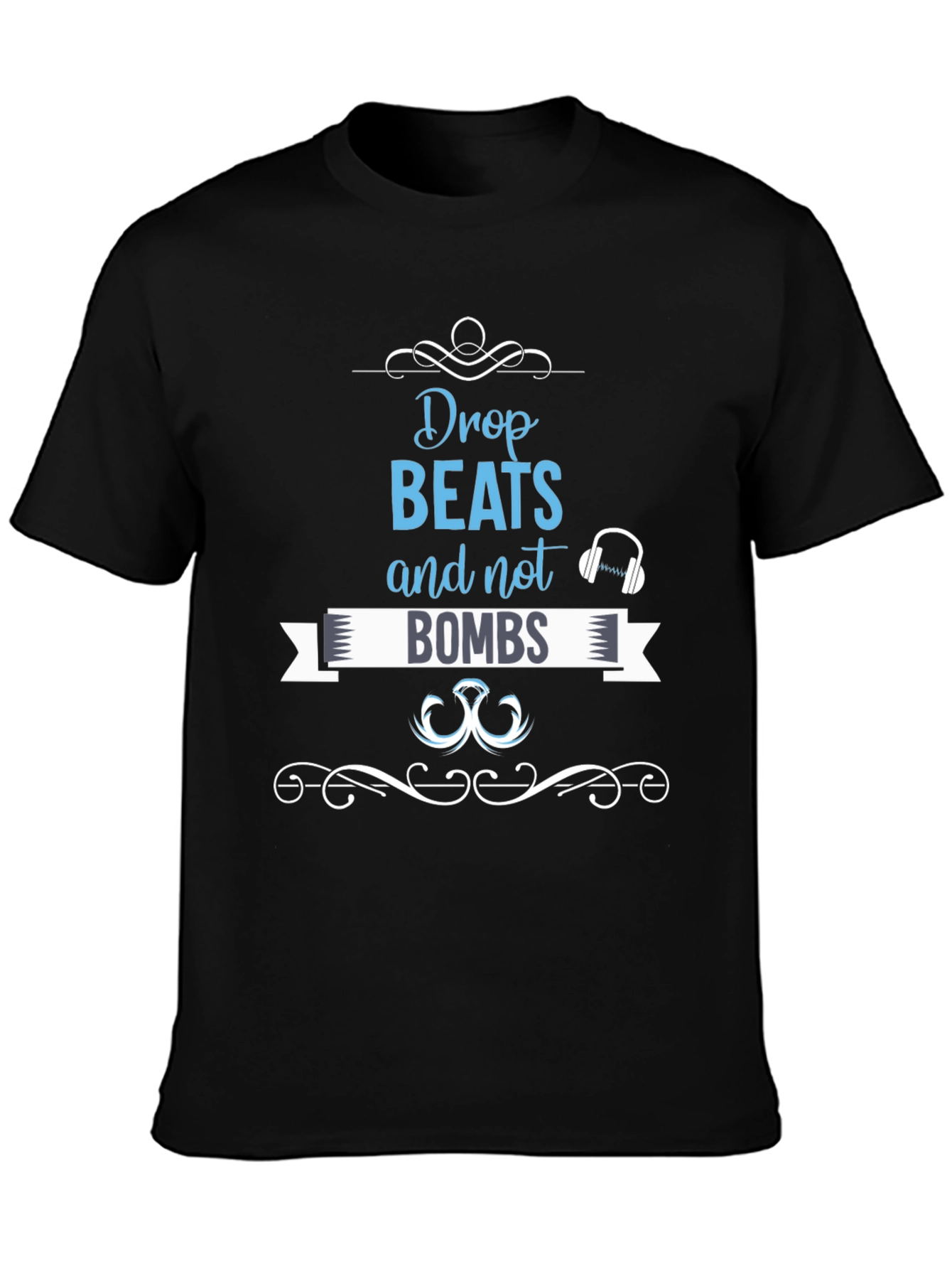 Black Drop Beats, Not Bombs Graphic Tee - Black view 3