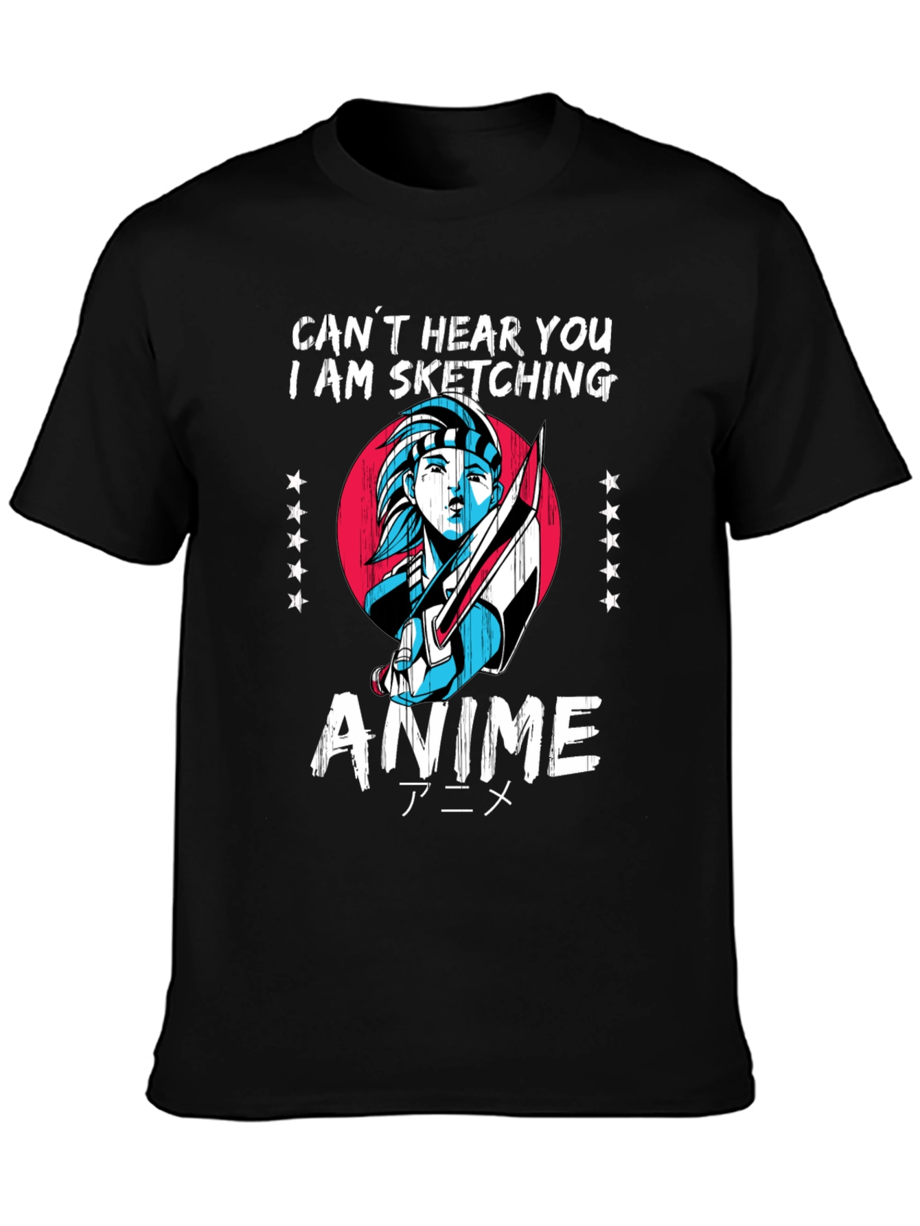 Black Anime Sketching T-Shirt - Artistic Fashion view 3
