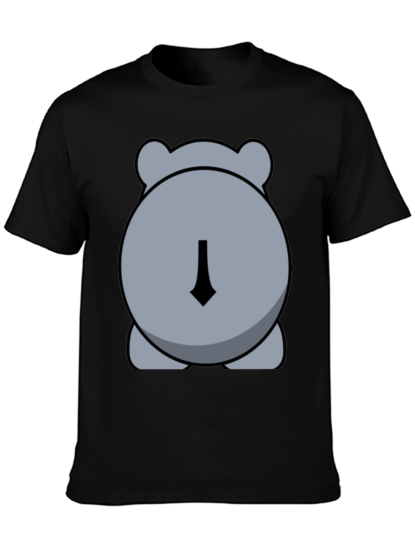 Black Cute Hippo Butt Black Graphic Tee Shirt view 3