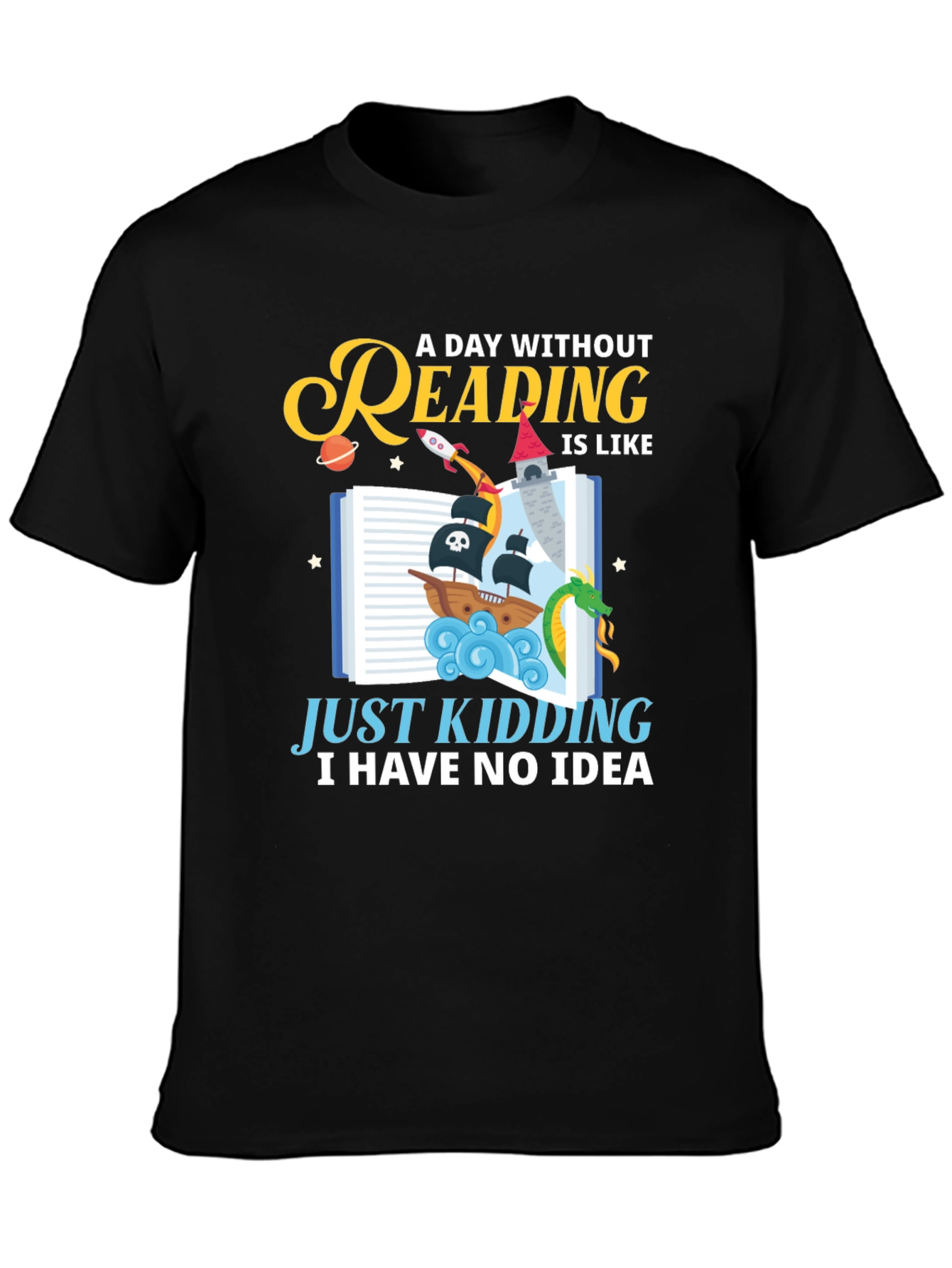 Black Funny Reading T-Shirt - Book Lover Gift view 3