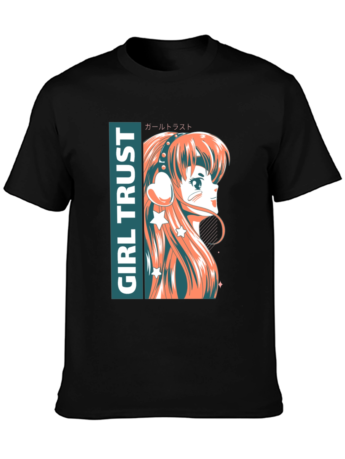 Black Anime Girl Trust Graphic Tee - Stylish Unisex T-Shirt view 3