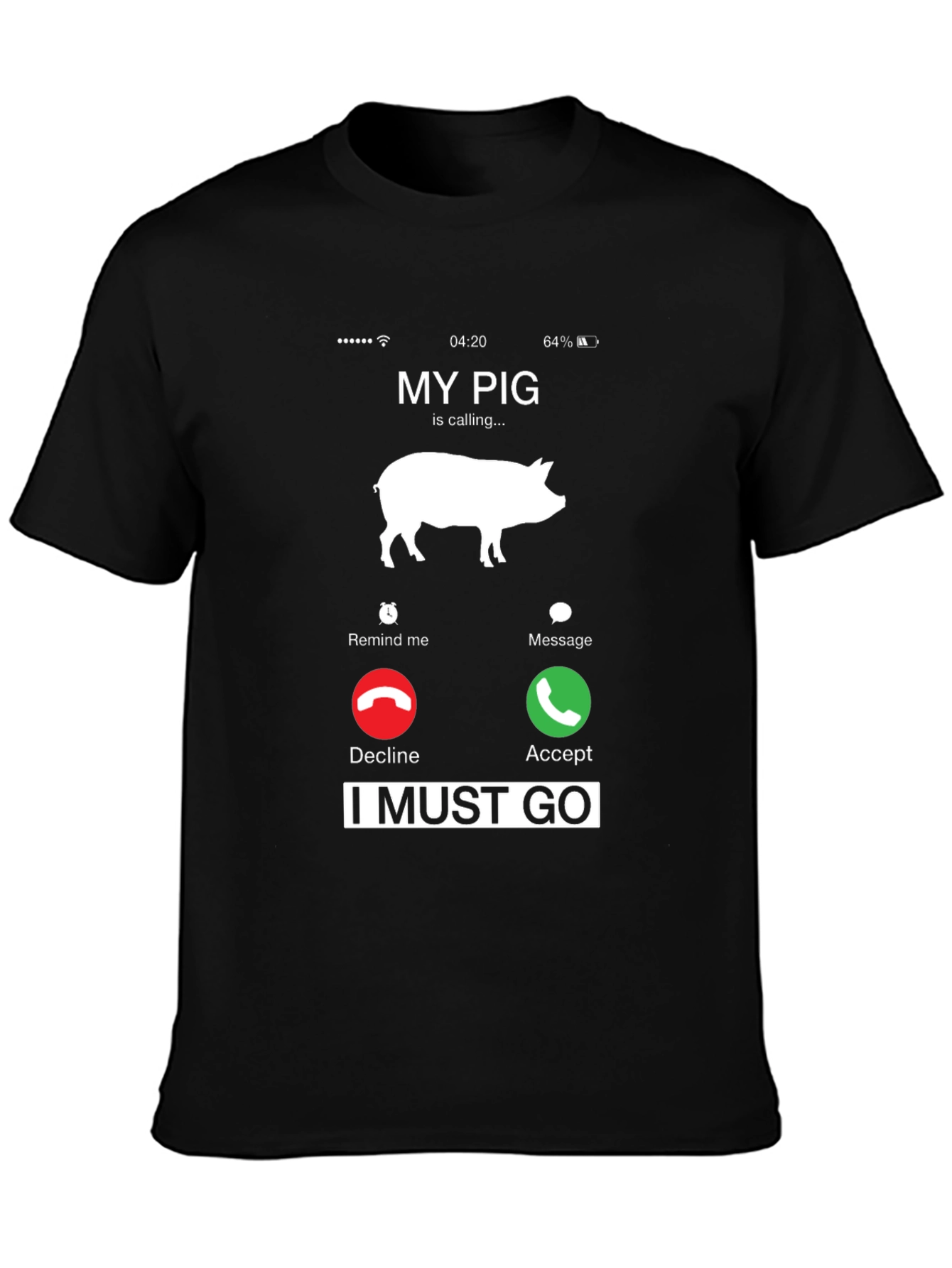Black My Pig Is Calling T-Shirt Funny Animal Lover Tee view 3