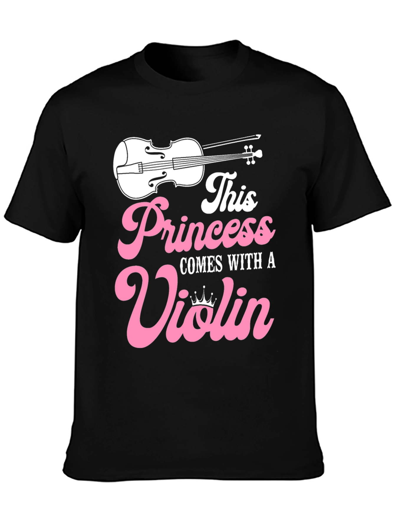 Black Princess Violin T-Shirt - Musician Girl Tee view 3