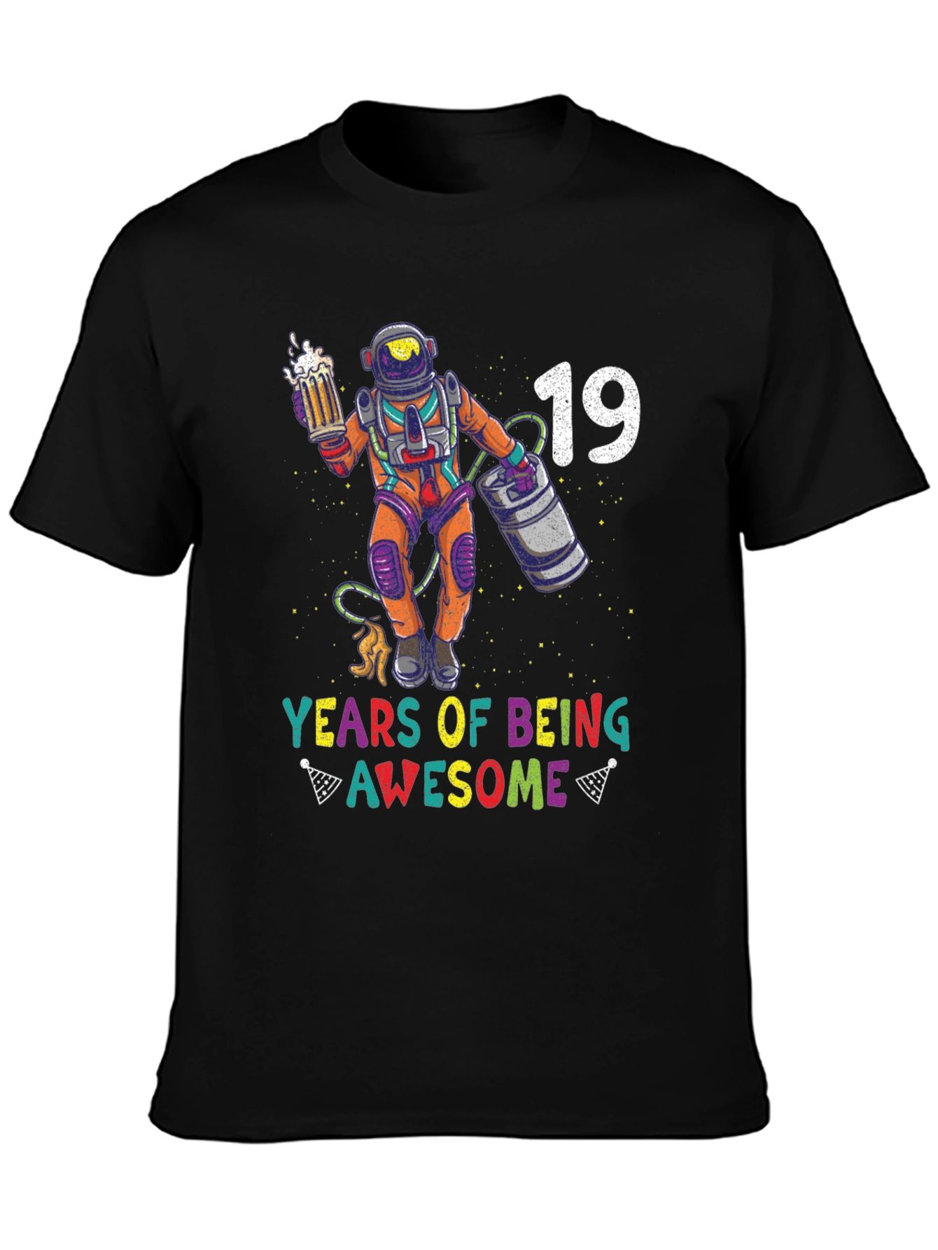 Black 19 Years of Being Awesome Graphic T-Shirt view 3