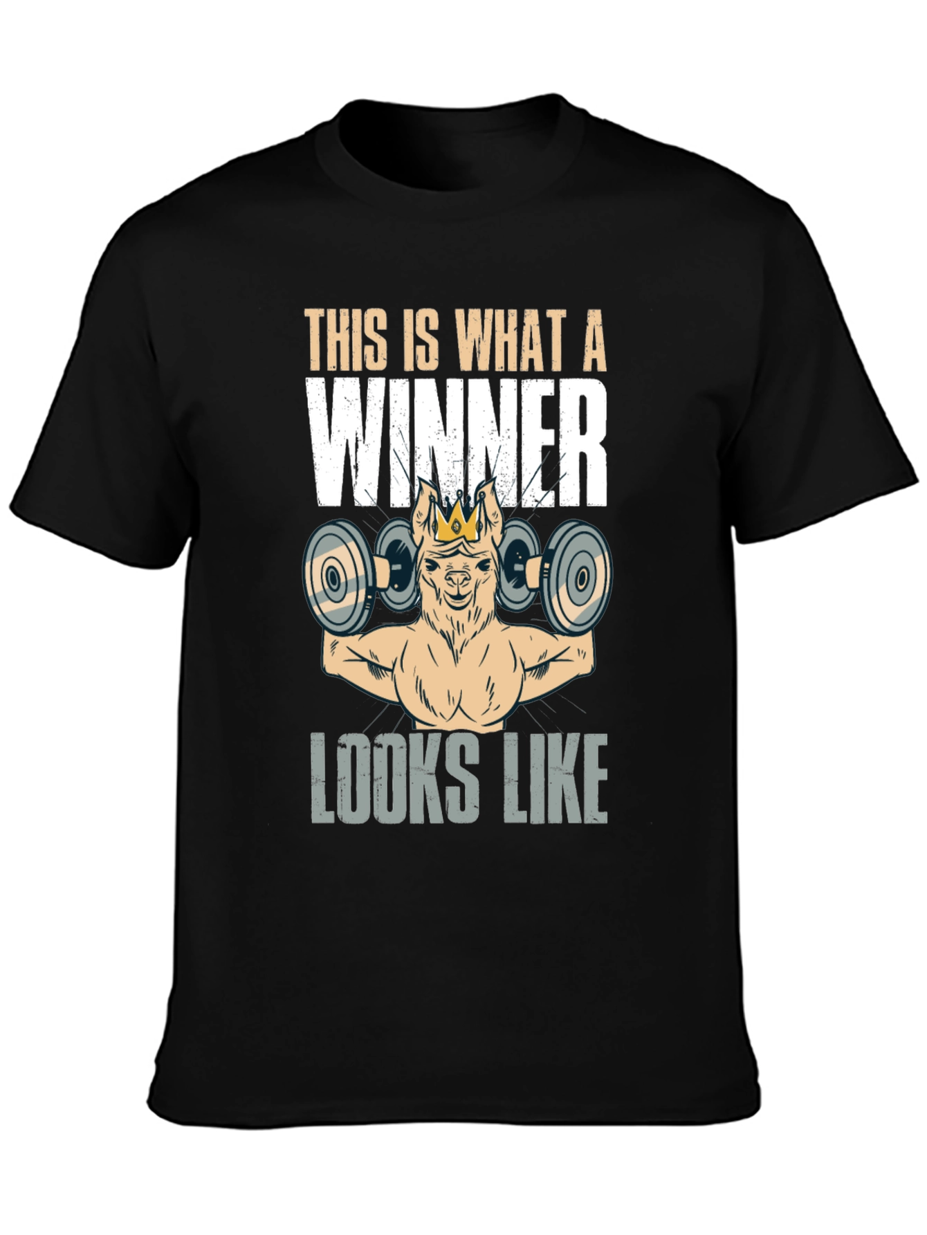 Black Winner Llama Gym Black T-Shirt view 3