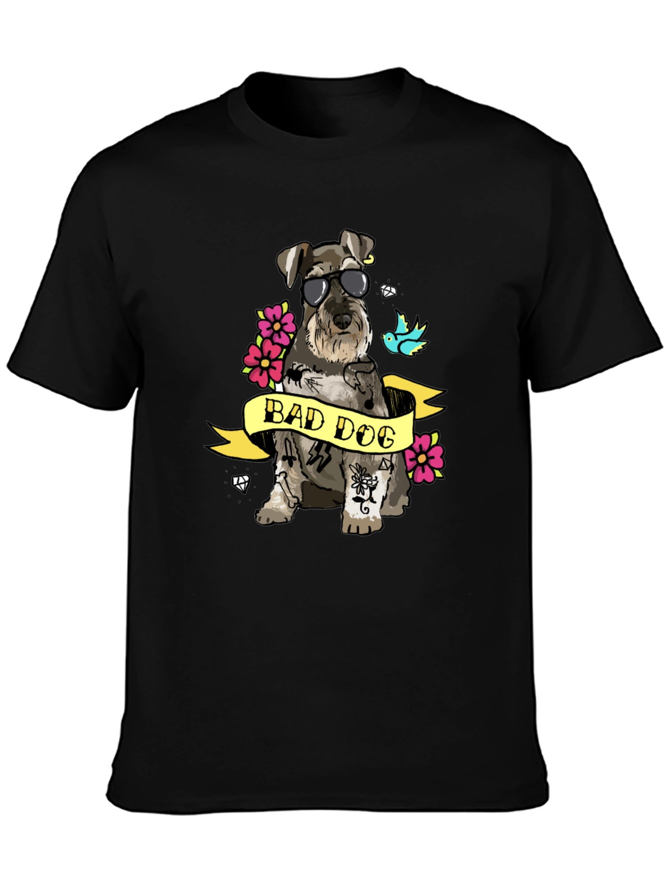 Bad Dog T-Shirt - Graphic Tee with Tattooed Schnauzer - 3