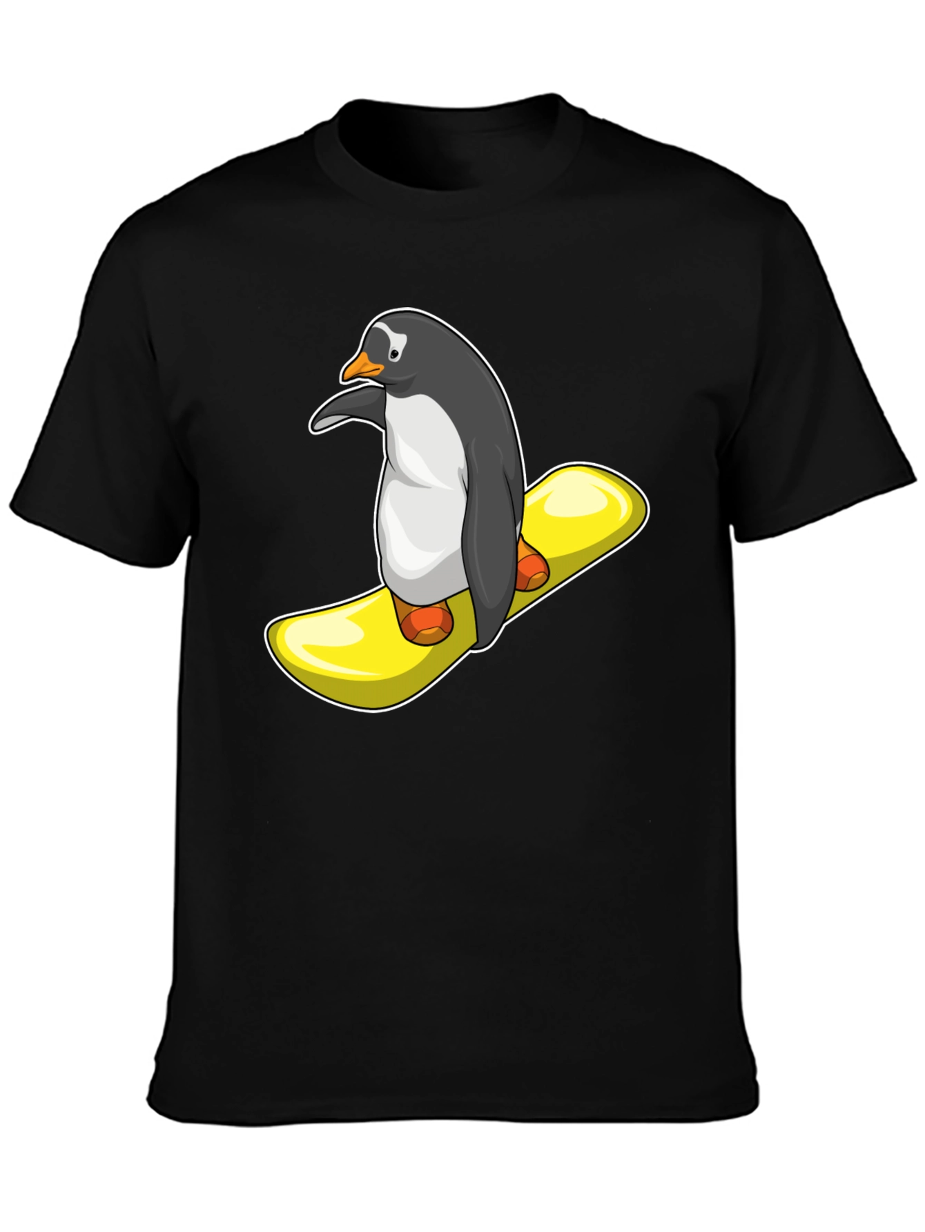 Black Penguin Snowboard T-Shirt - Unique Graphic Tee view 3