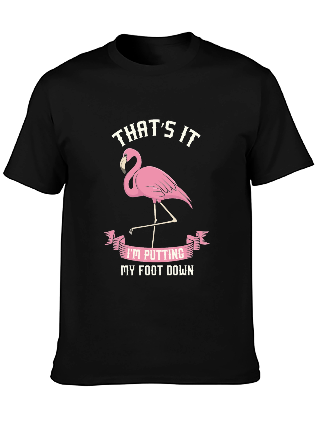 Black Funny Flamingo T-Shirt - That's It, My Foot Down view 3