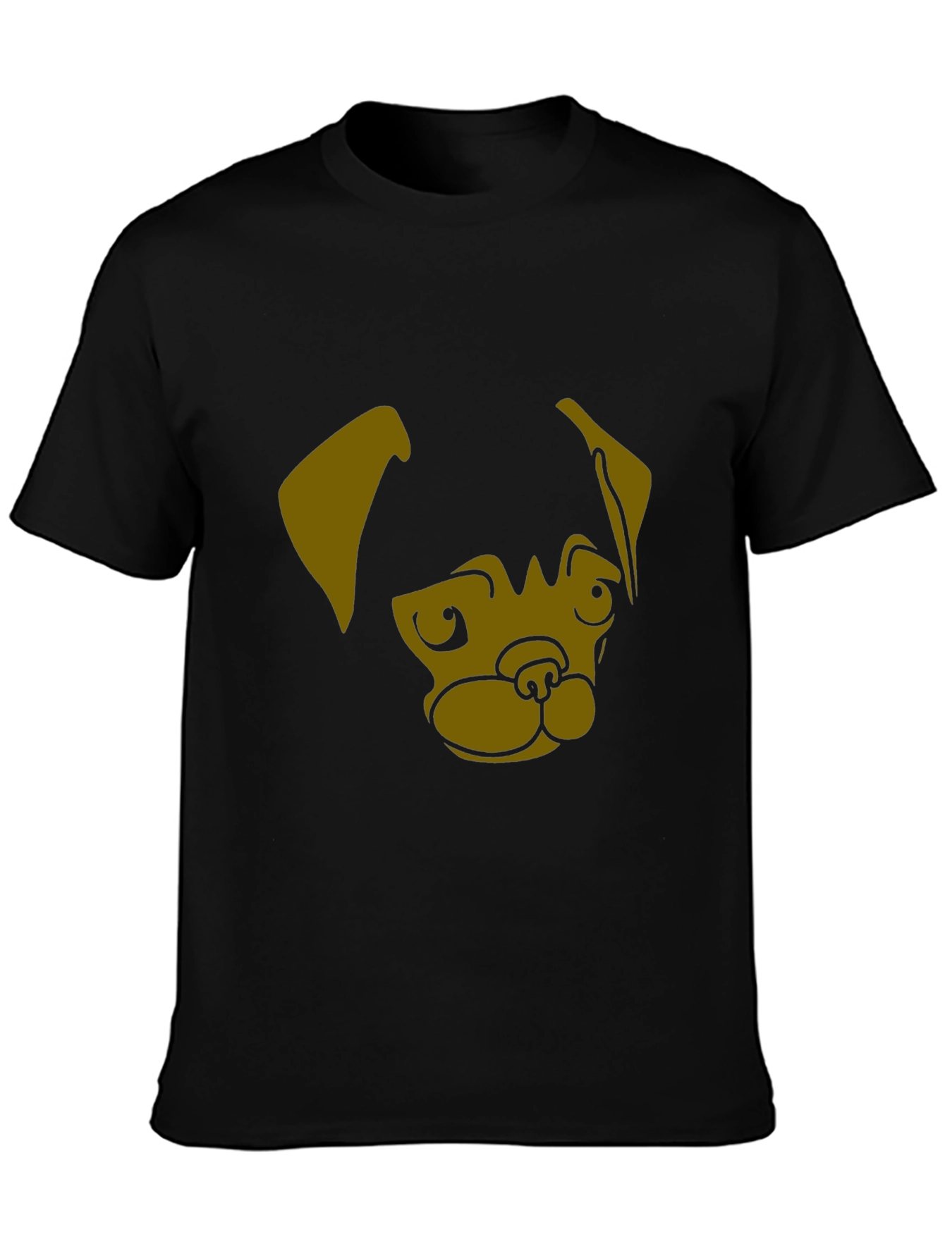 Black Men's Black T-Shirt with Pug Dog Graphic Print view 3